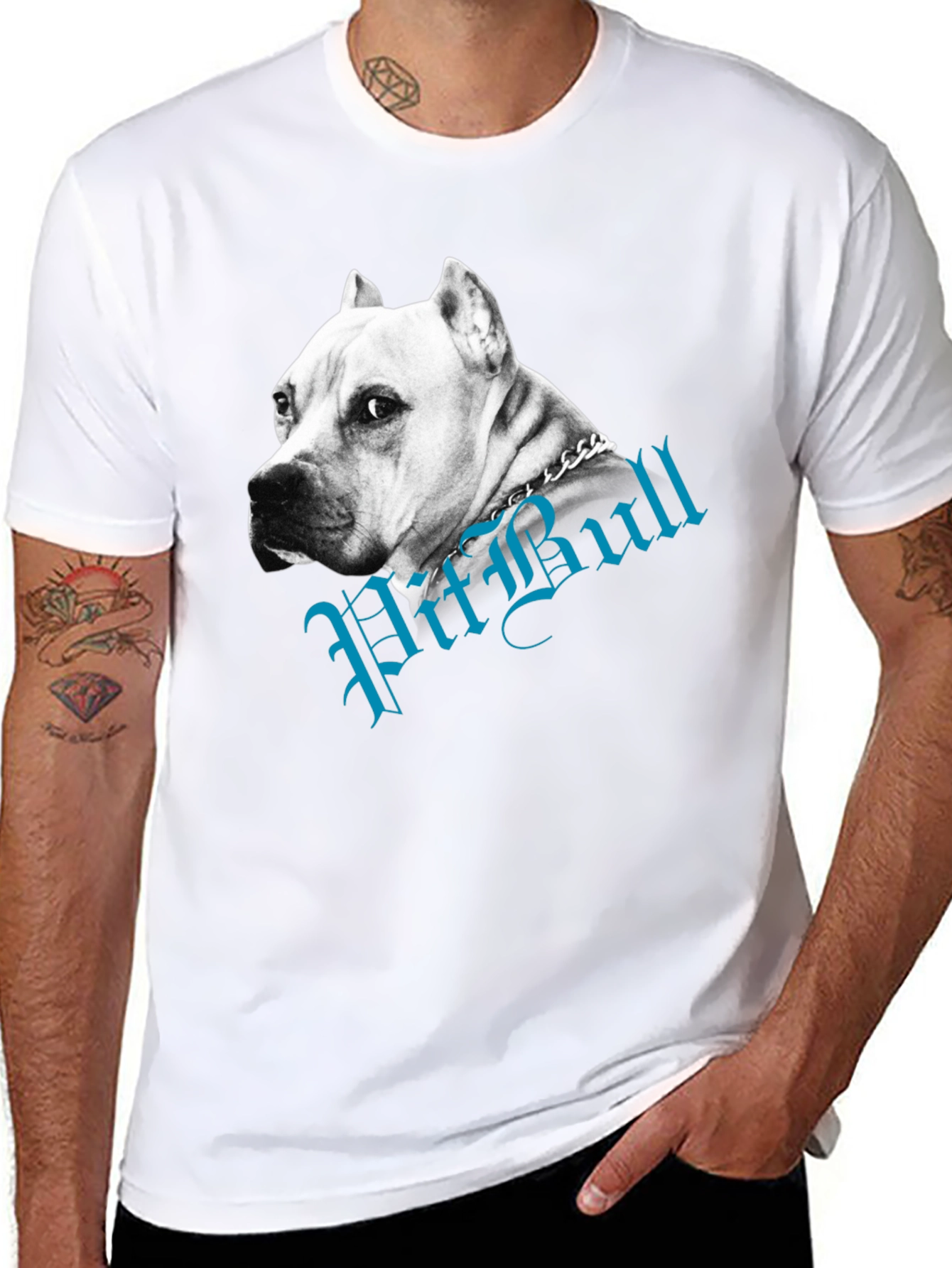 Pitbull Dog Graphic Tee - Black Cotton Blend