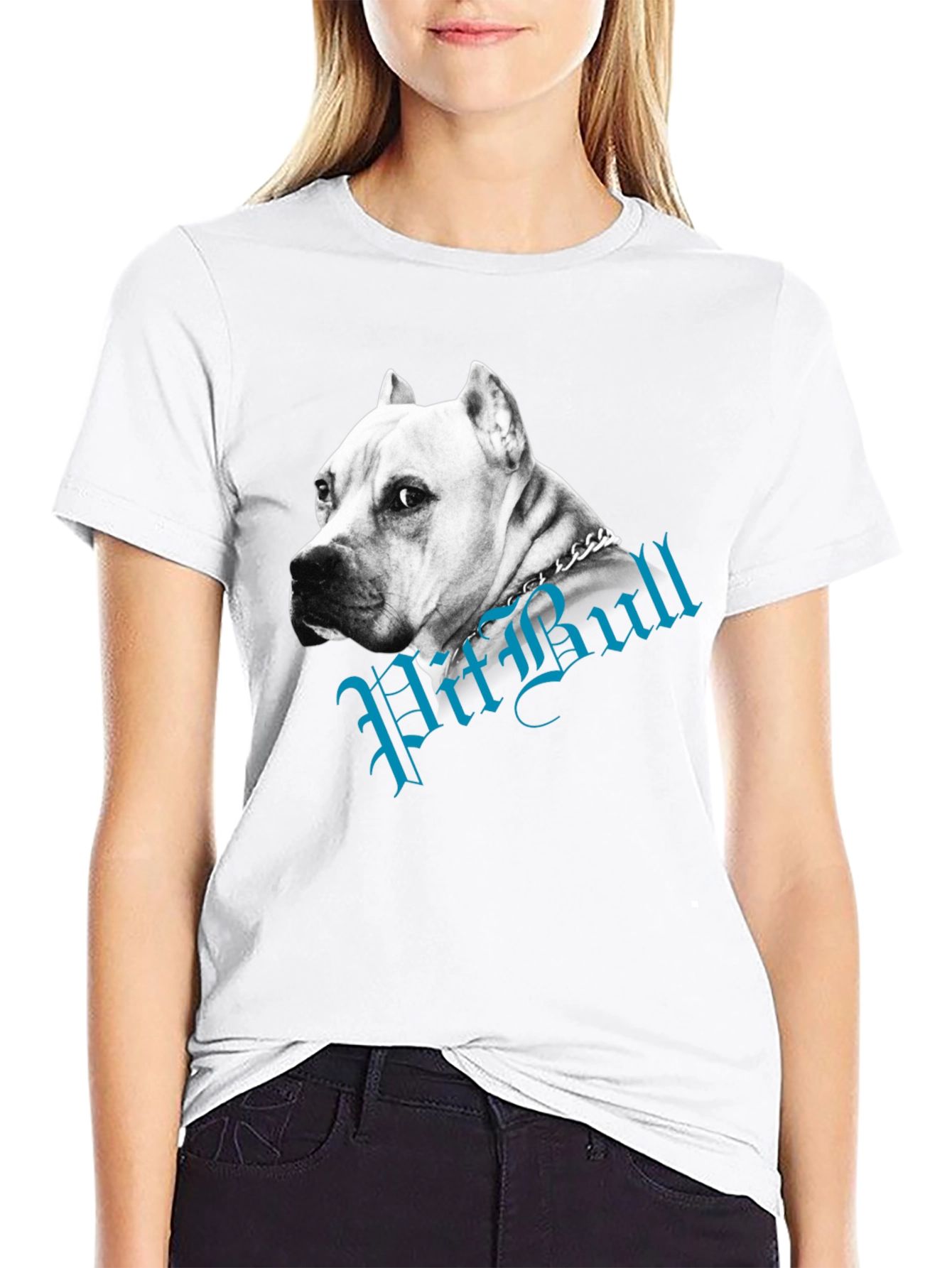 Pitbull Dog Graphic Tee - Black Cotton Blend