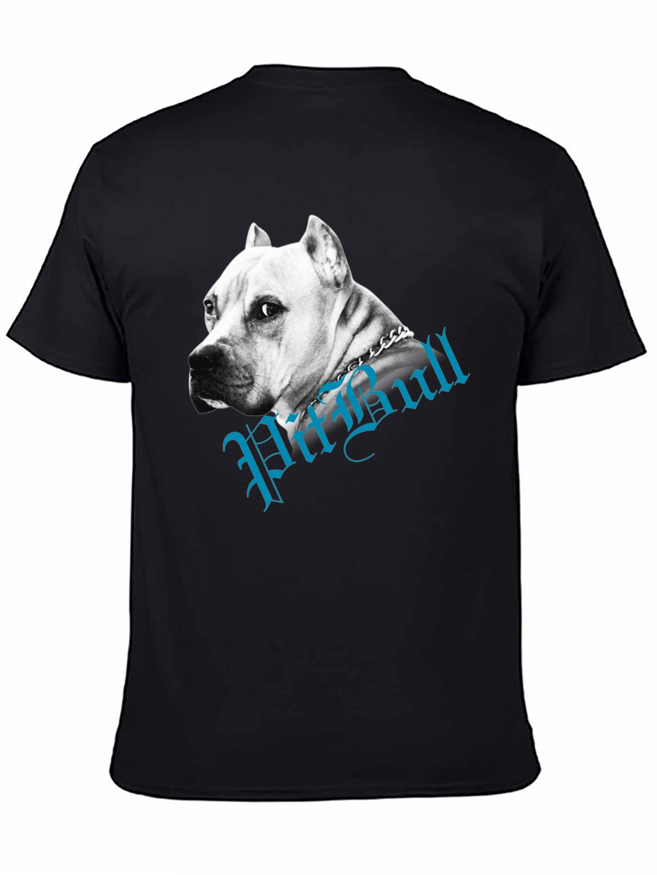 Pitbull Dog Graphic Tee - Black Cotton Blend