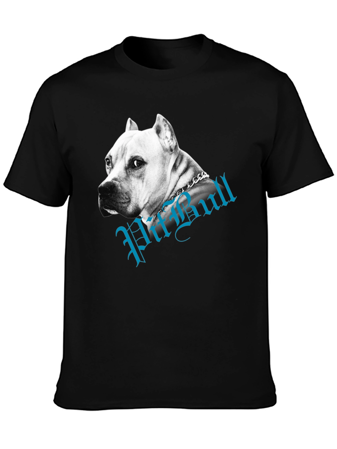 Pitbull Dog Graphic Tee - Black Cotton Blend