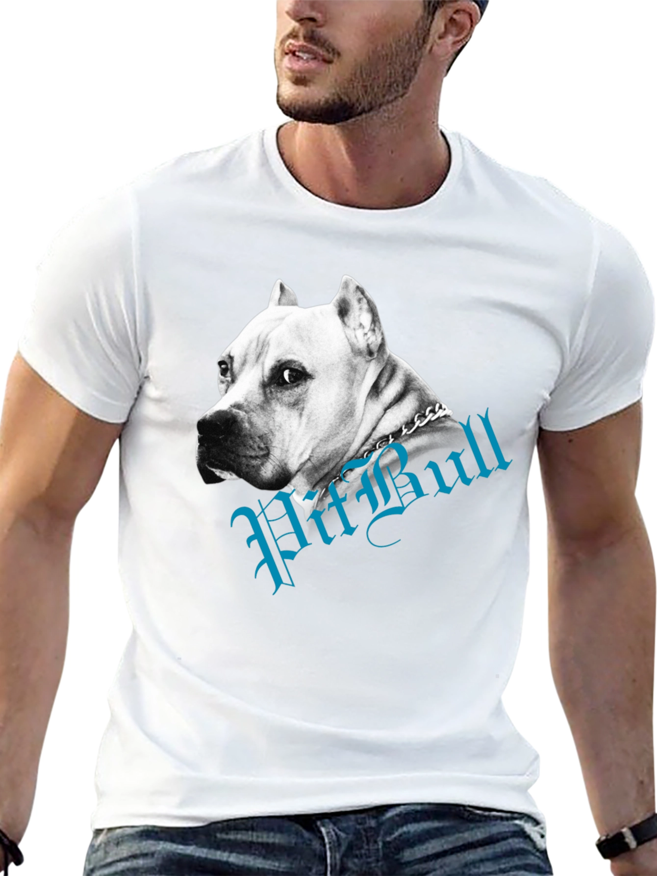 Pitbull Dog Graphic Tee - Black Cotton Blend