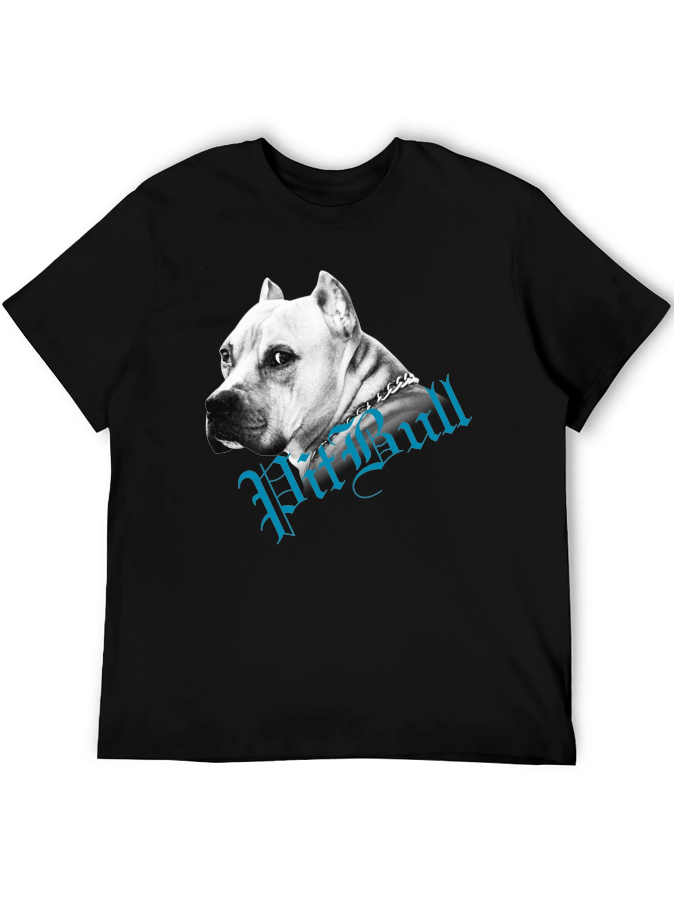 Pitbull Dog Graphic Tee - Black Cotton Blend