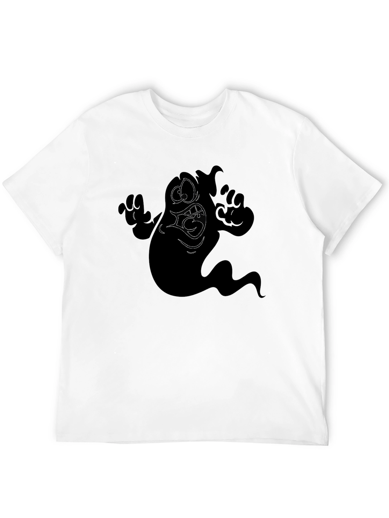 Spooky Ghost Graphic Tee - Mens Black T-Shirt