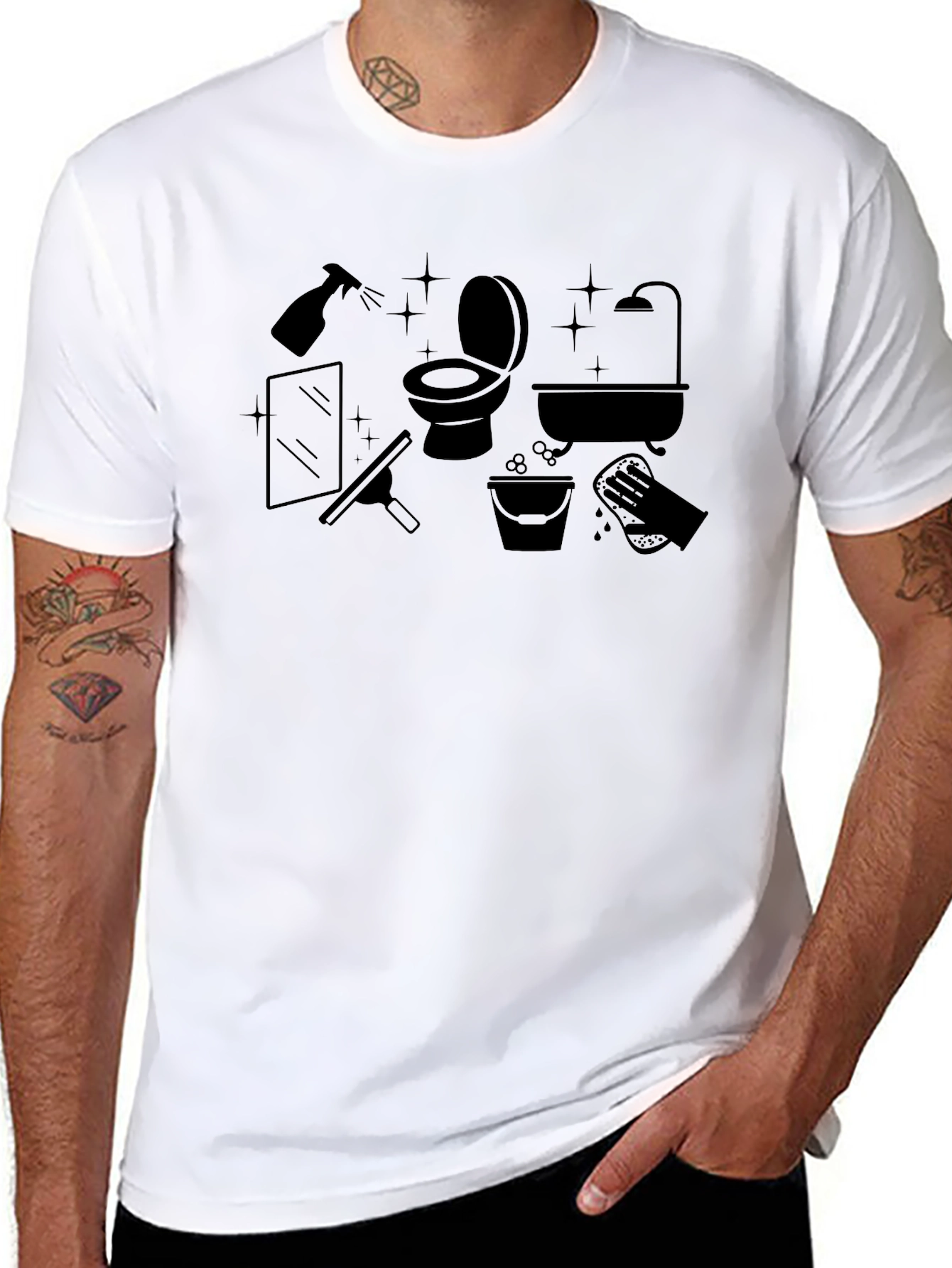 Cleaning Crew Black Graphic T-Shirt