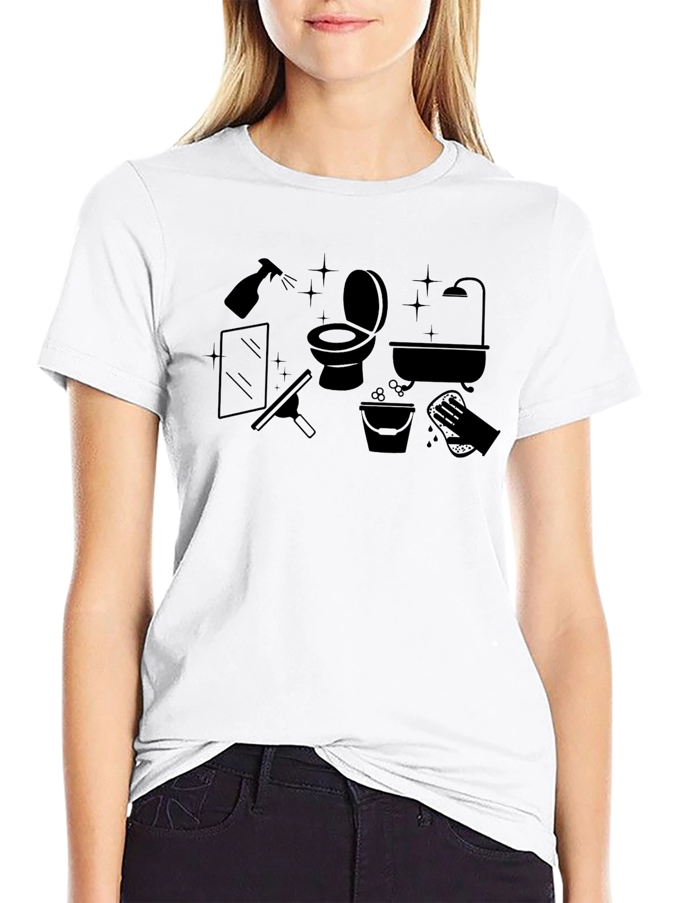Cleaning Crew Black Graphic T-Shirt