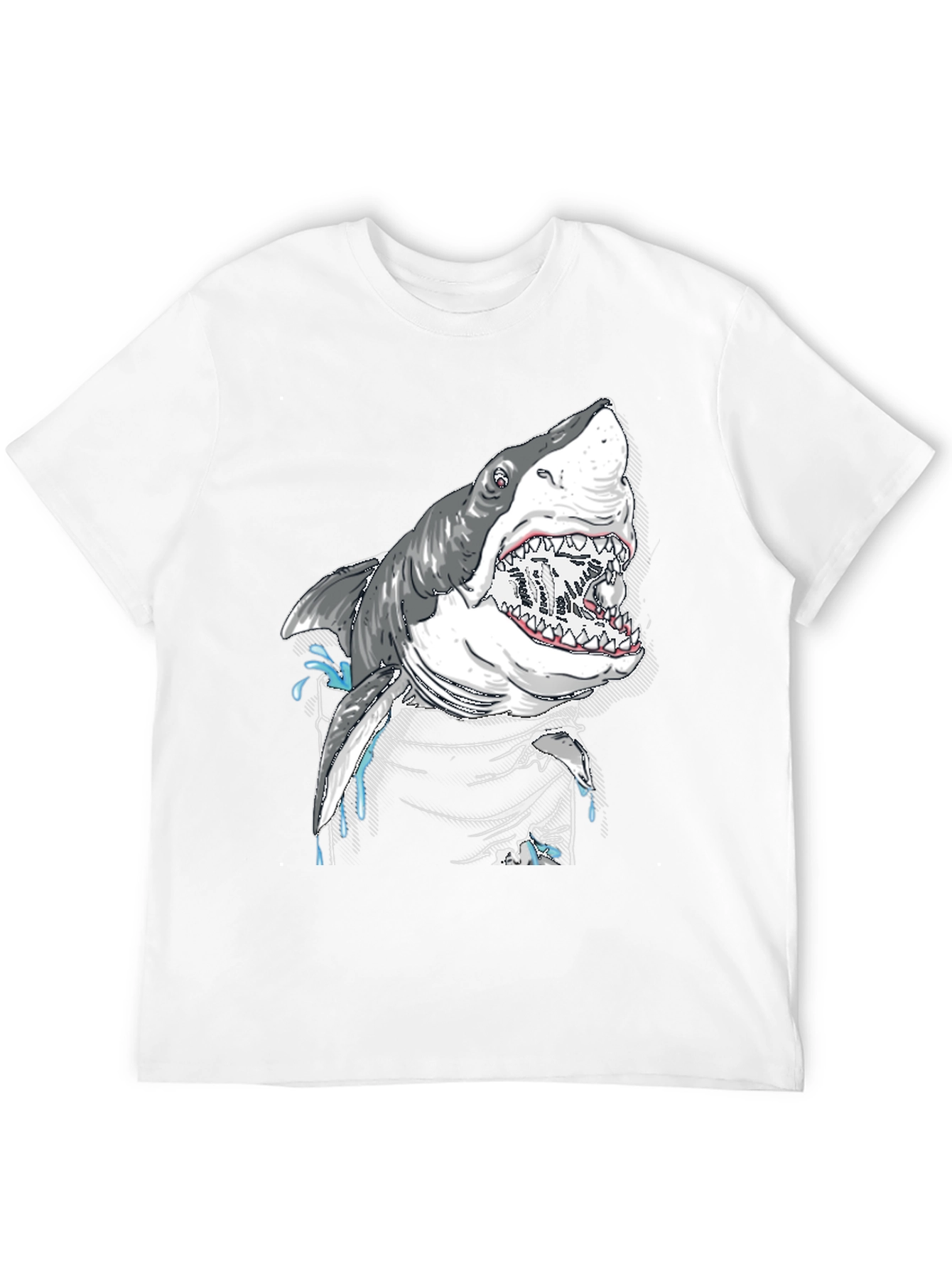 Shark Attack Graphic Print Black T-Shirt
