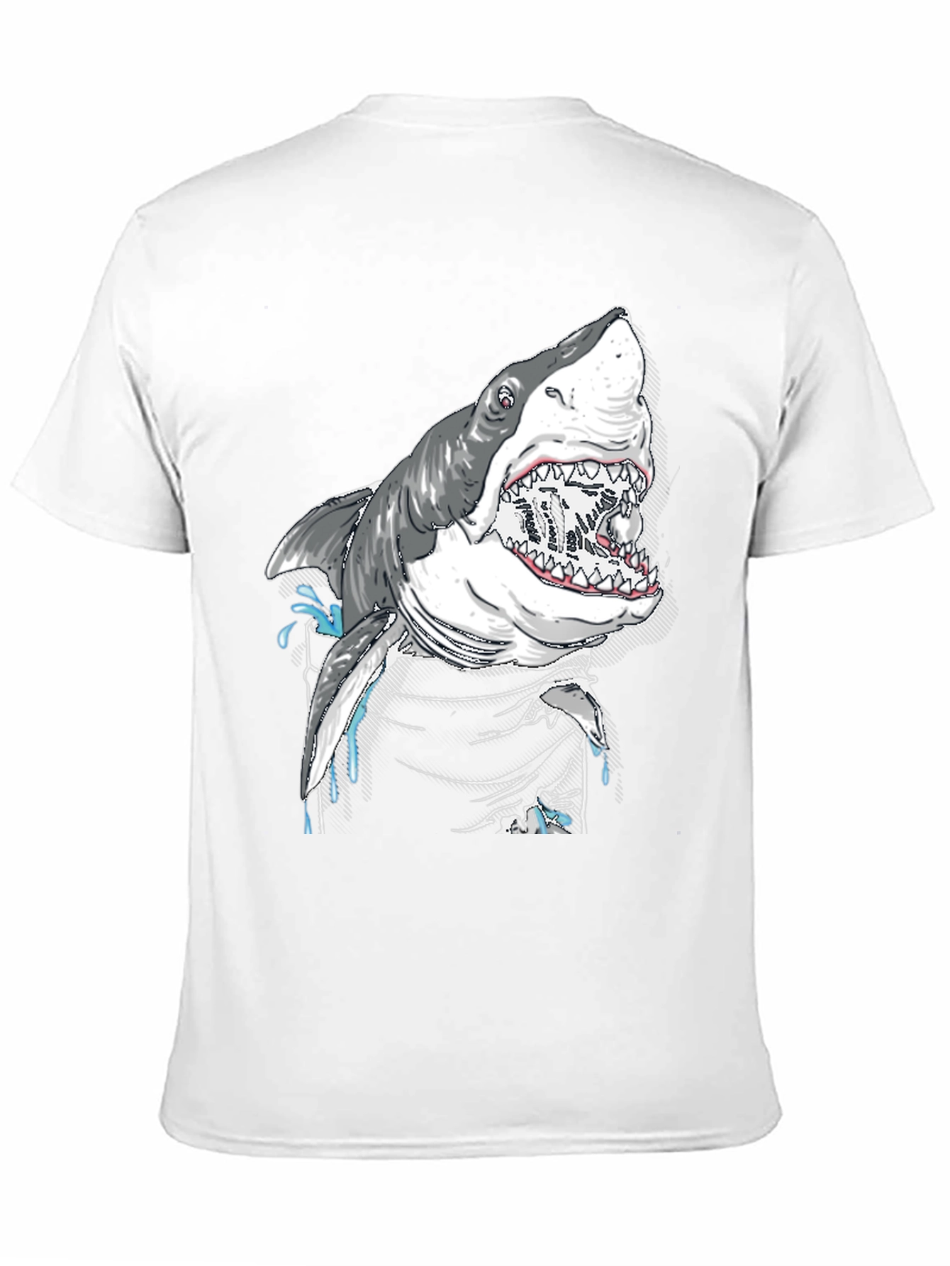 Shark Attack Graphic Print Black T-Shirt