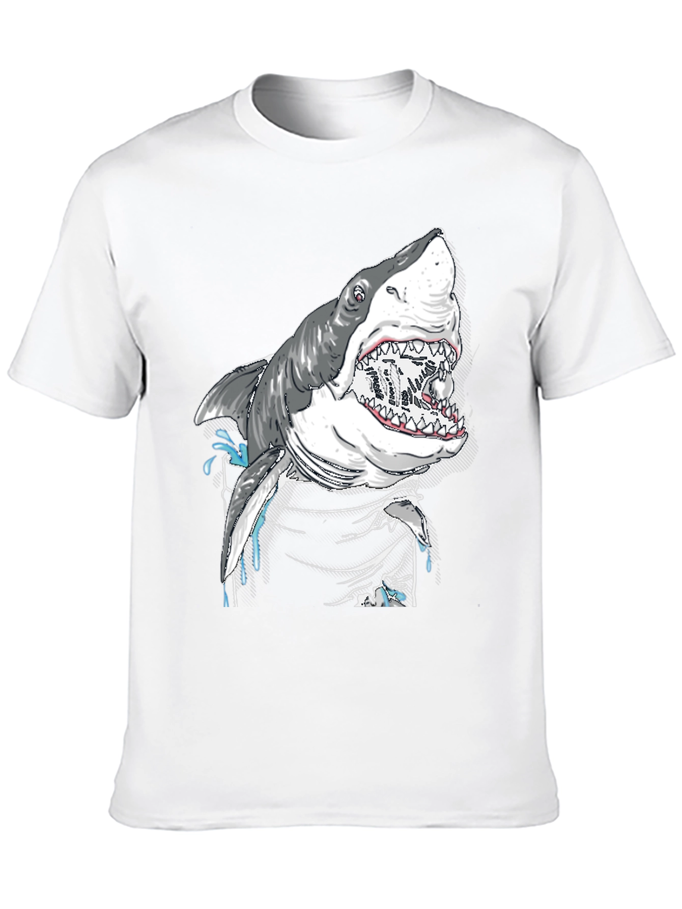 Shark Attack Graphic Print Black T-Shirt