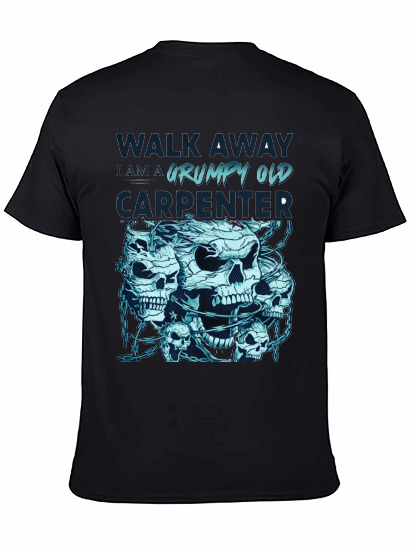Grumpy Old Carpenter Skull Graphic T-Shirt