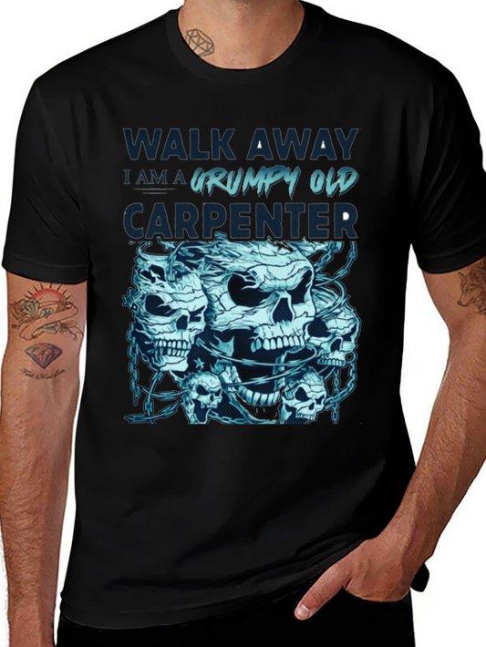 Grumpy Old Carpenter Skull Graphic T-Shirt