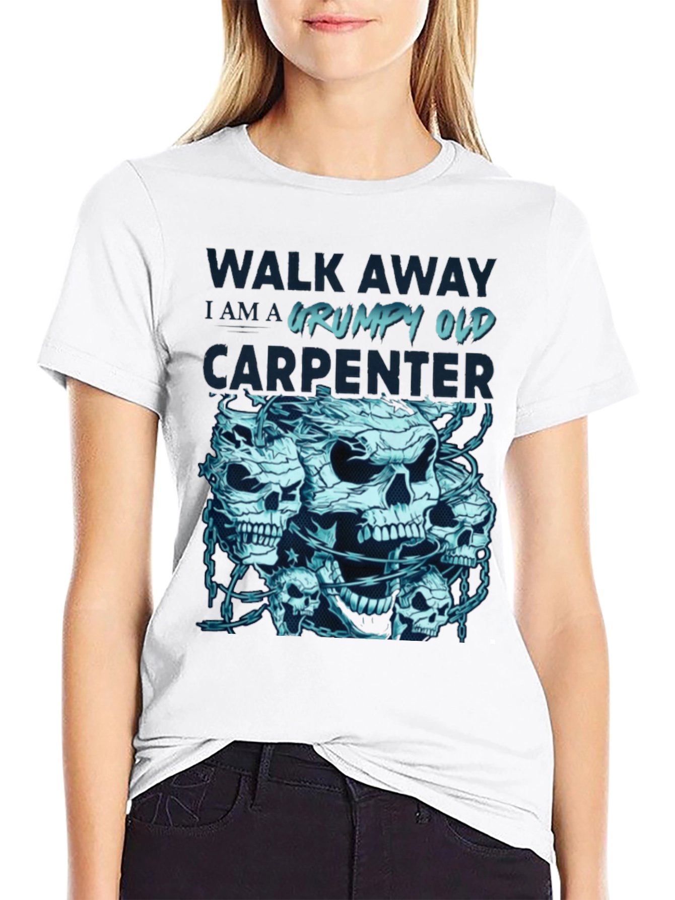 Grumpy Old Carpenter Skull Graphic T-Shirt