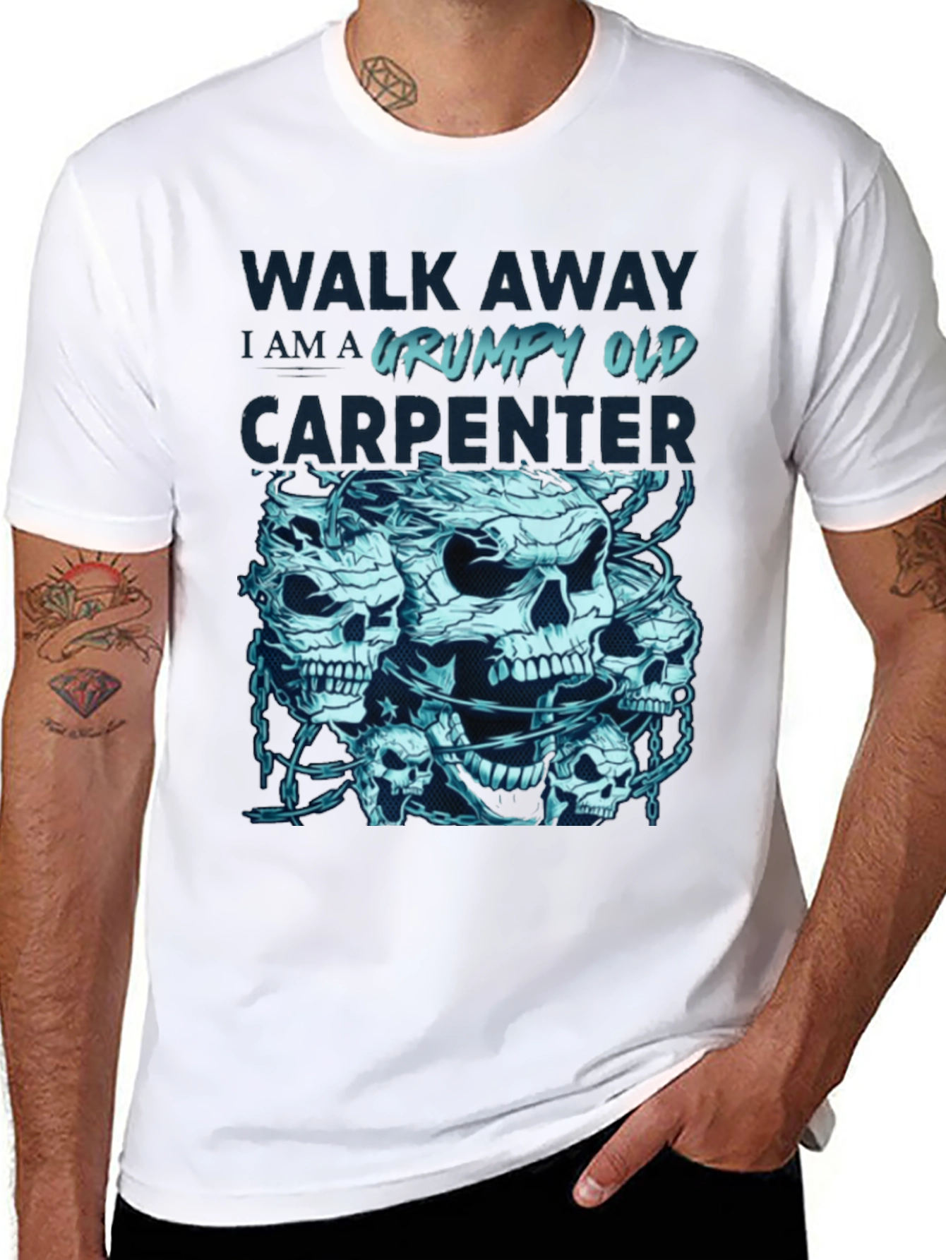 Grumpy Old Carpenter Skull Graphic T-Shirt