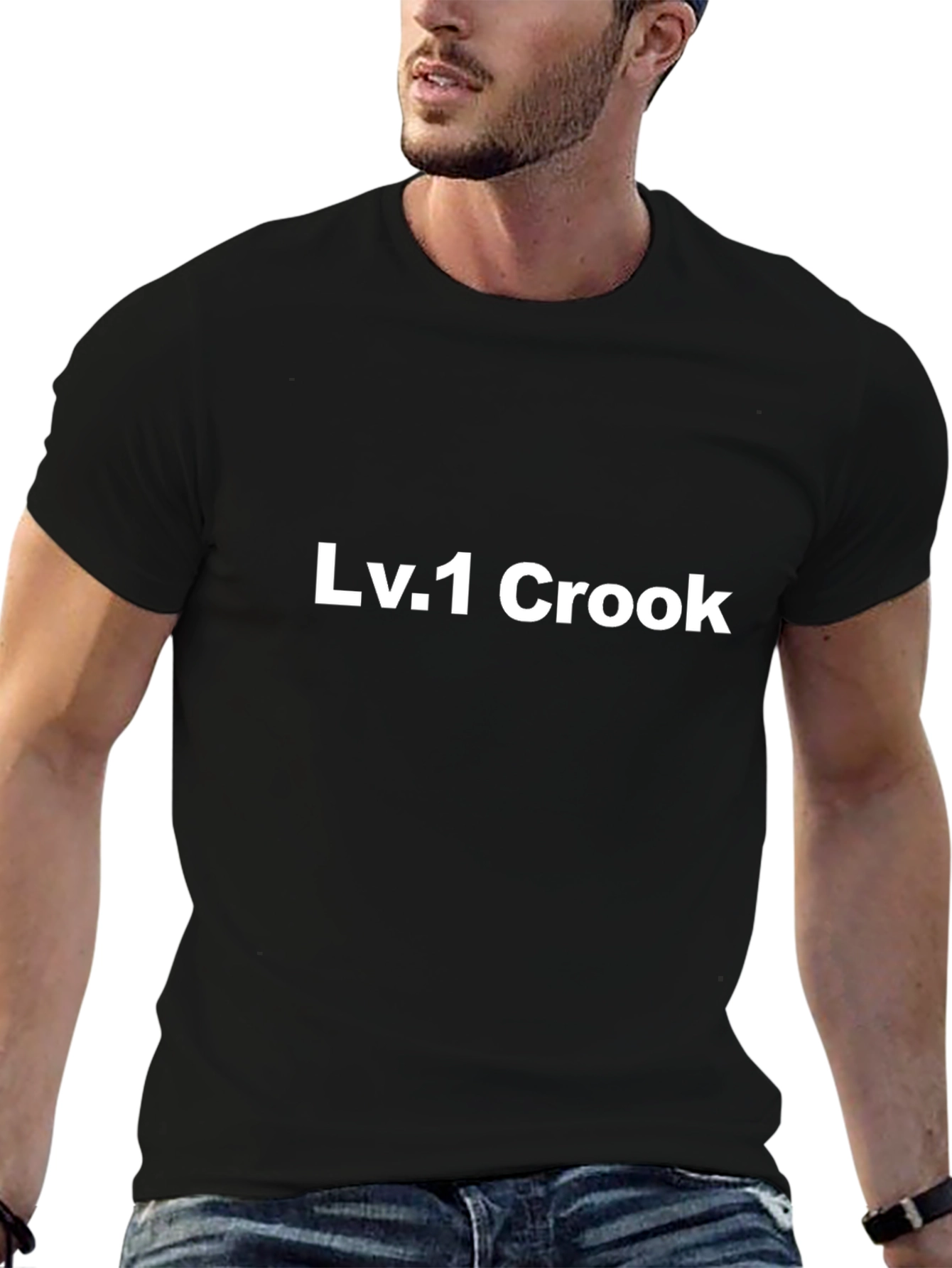 Lv.1 Crook Black T-Shirt - Gaming Humor