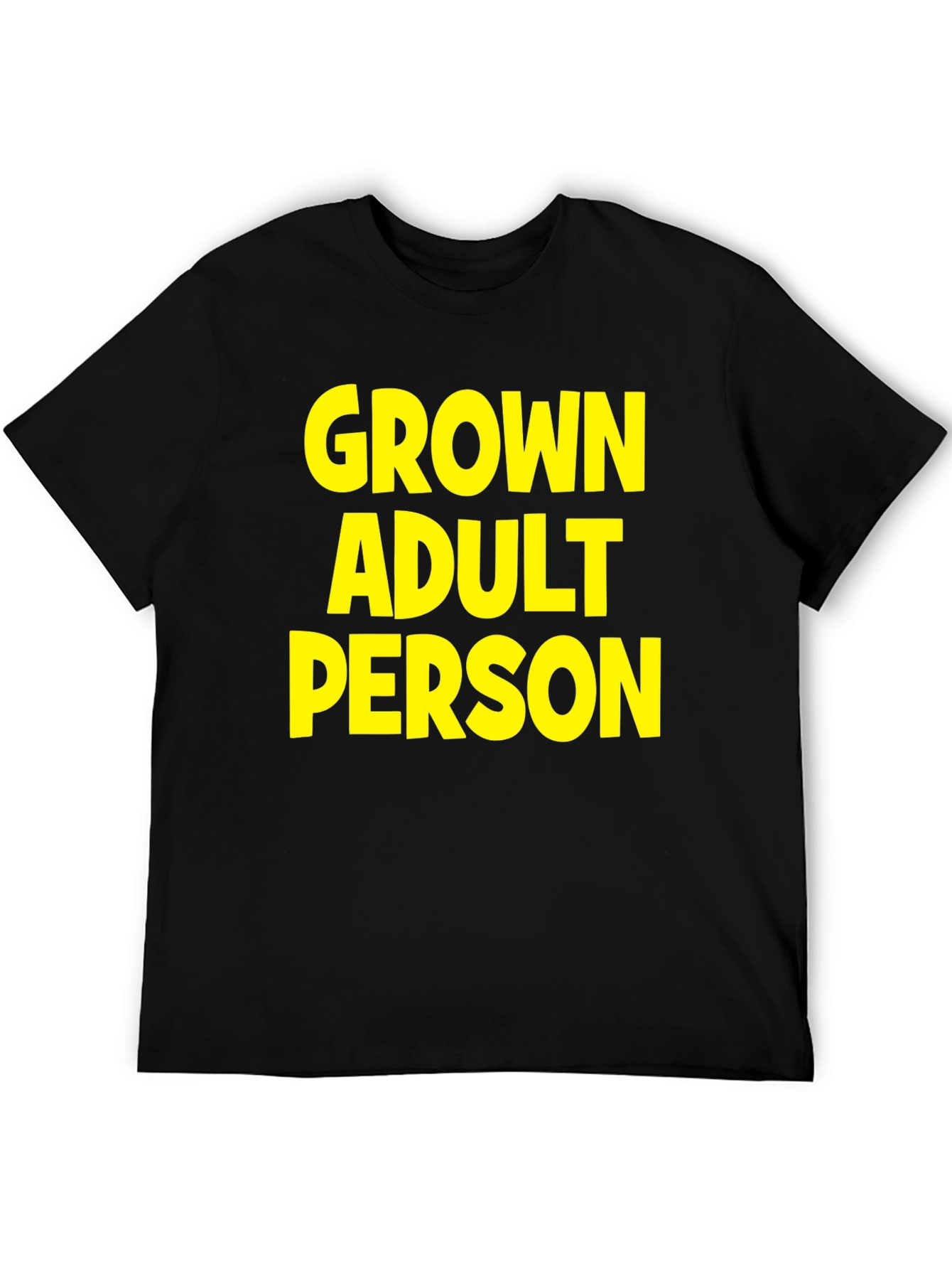 Grown Adult Person Graphic Tee - Black Cotton T-Shirt