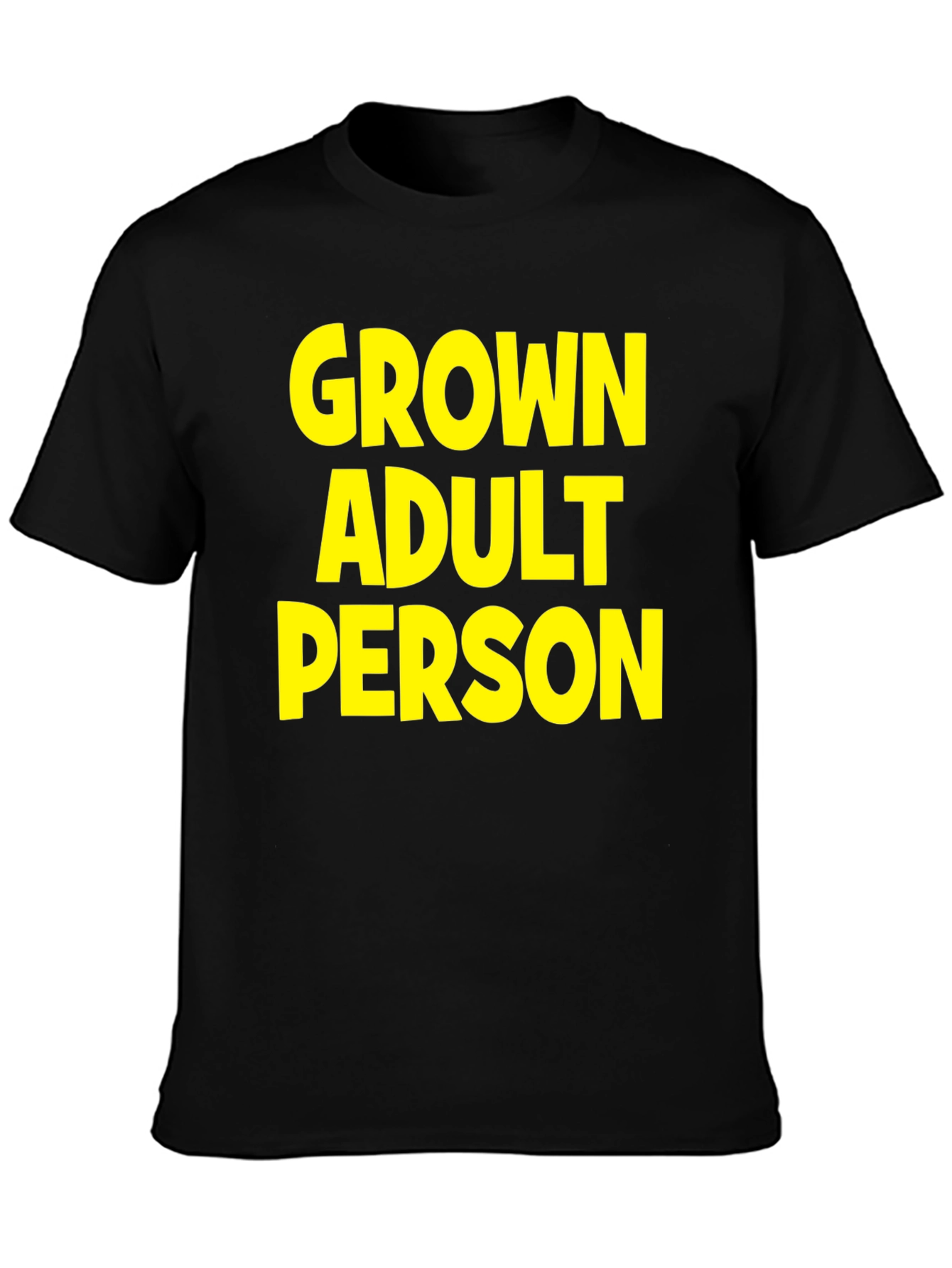 Grown Adult Person Graphic Tee - Black Cotton T-Shirt