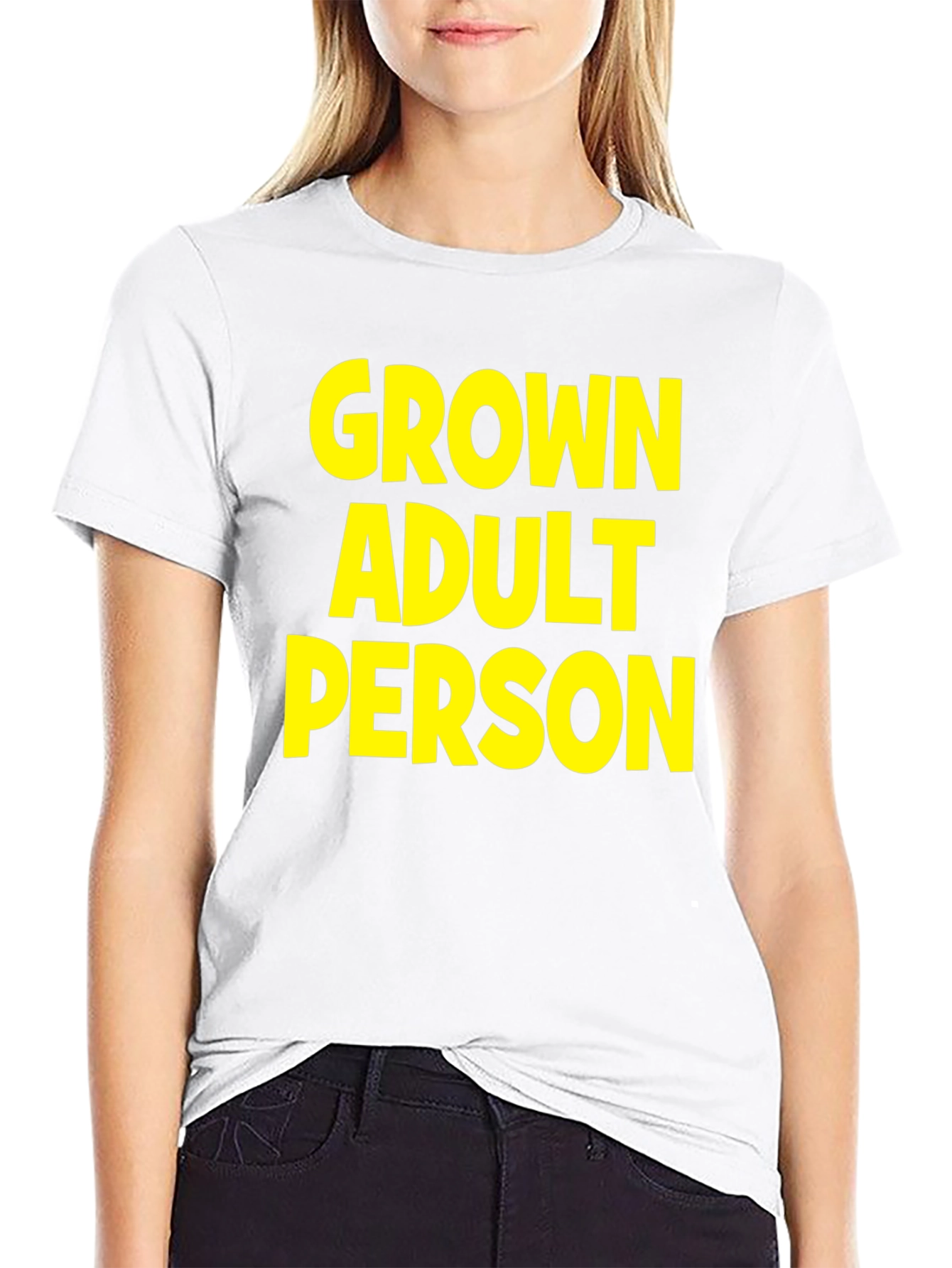 Grown Adult Person Graphic Tee - Black Cotton T-Shirt