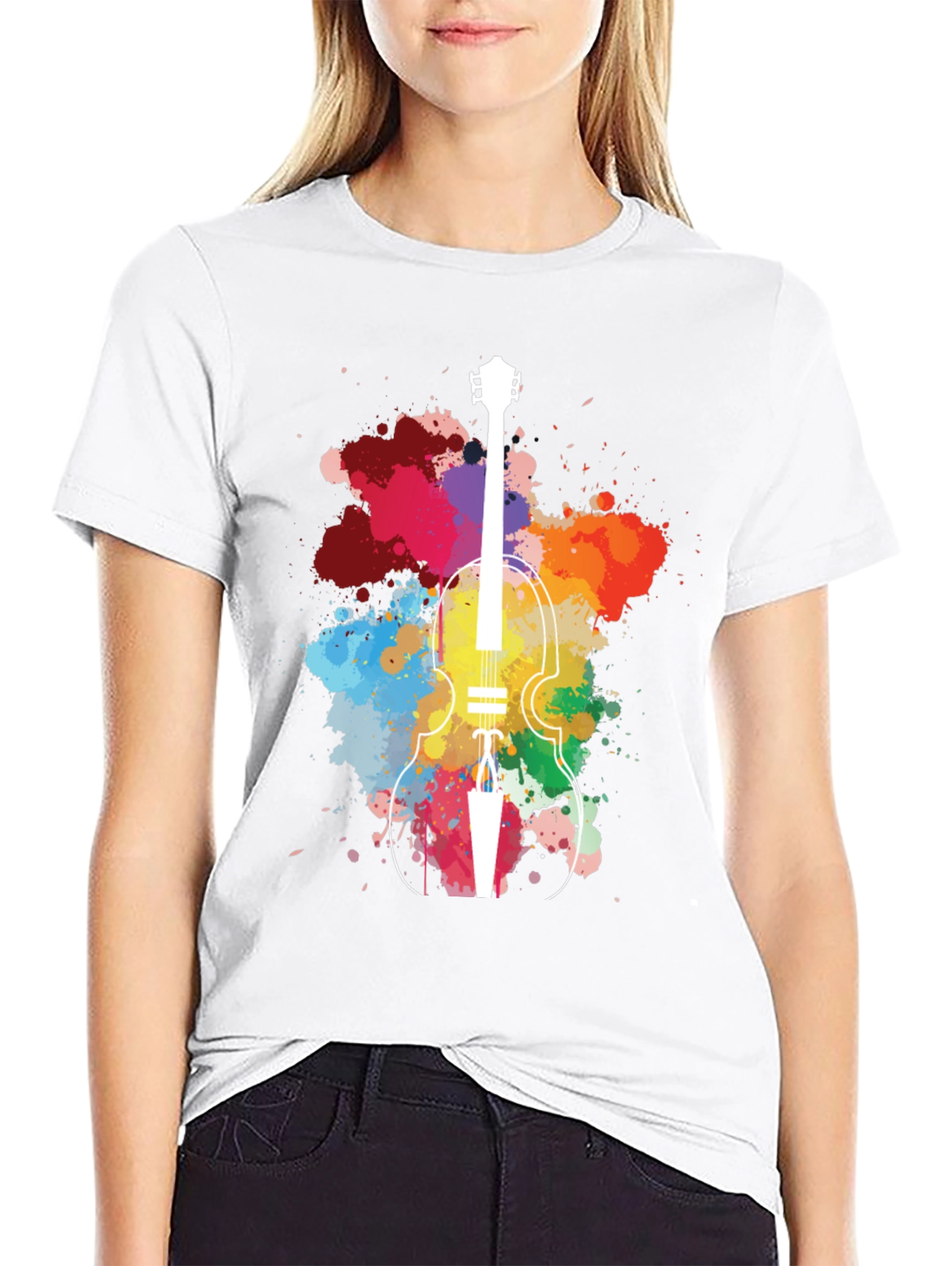 Colorful Violin Splatter T-Shirt