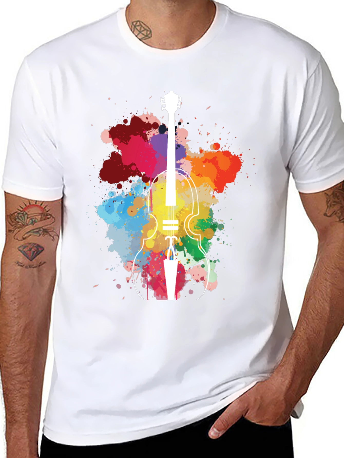 Colorful Violin Splatter T-Shirt
