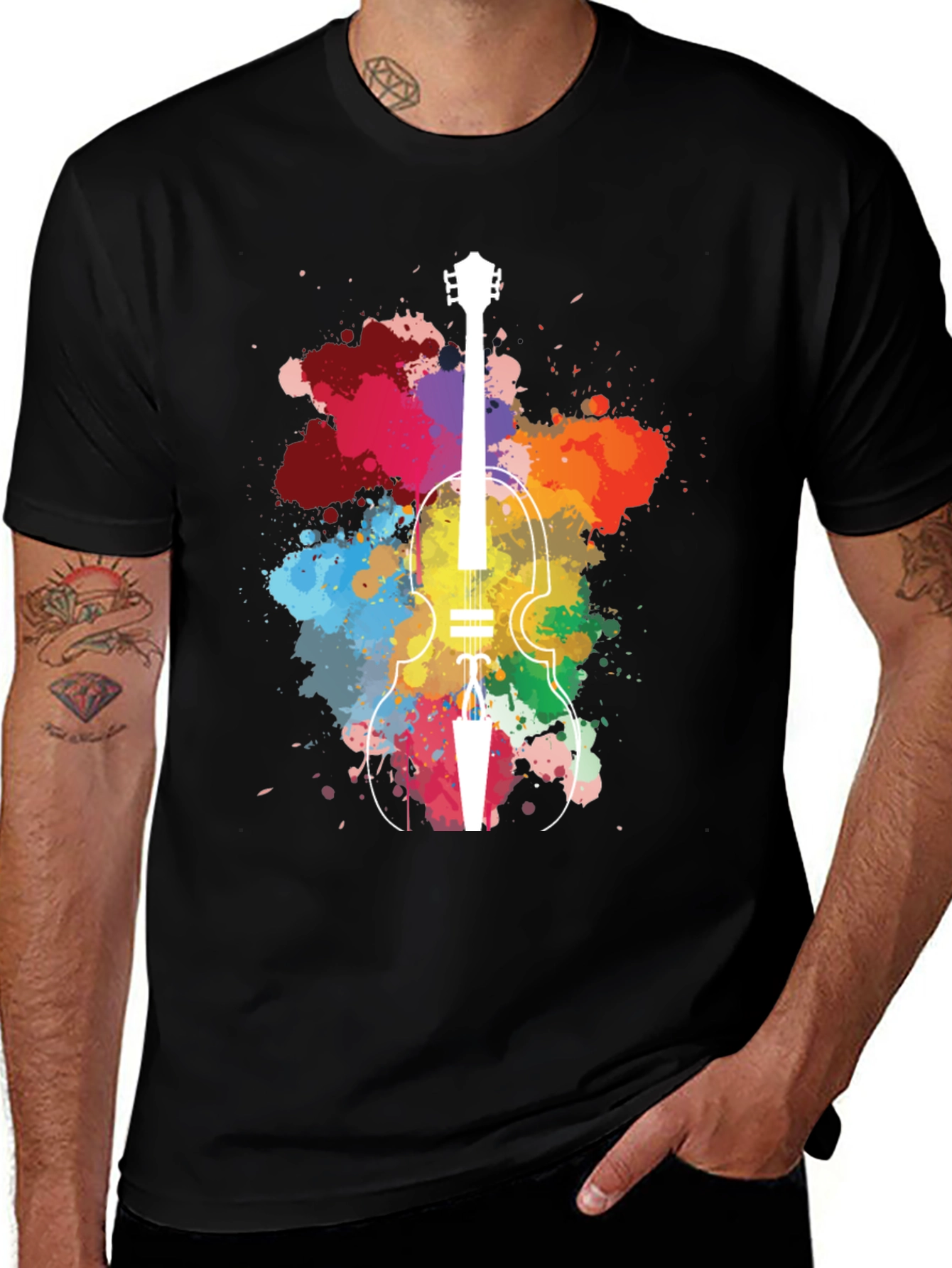 Colorful Violin Splatter T-Shirt