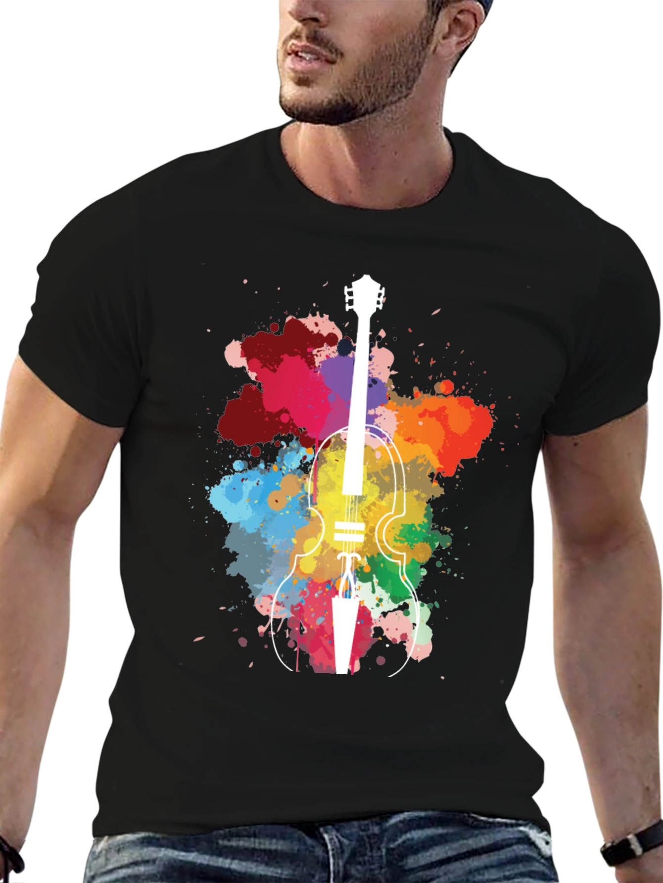 Colorful Violin Splatter T-Shirt