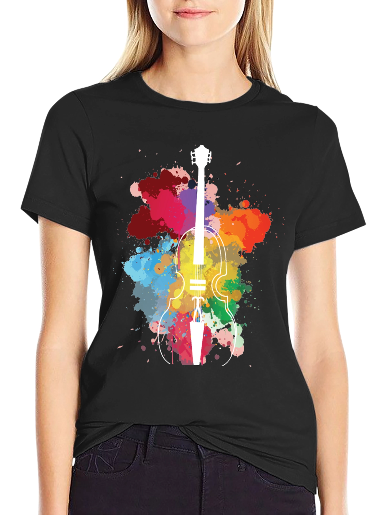 Colorful Violin Splatter T-Shirt
