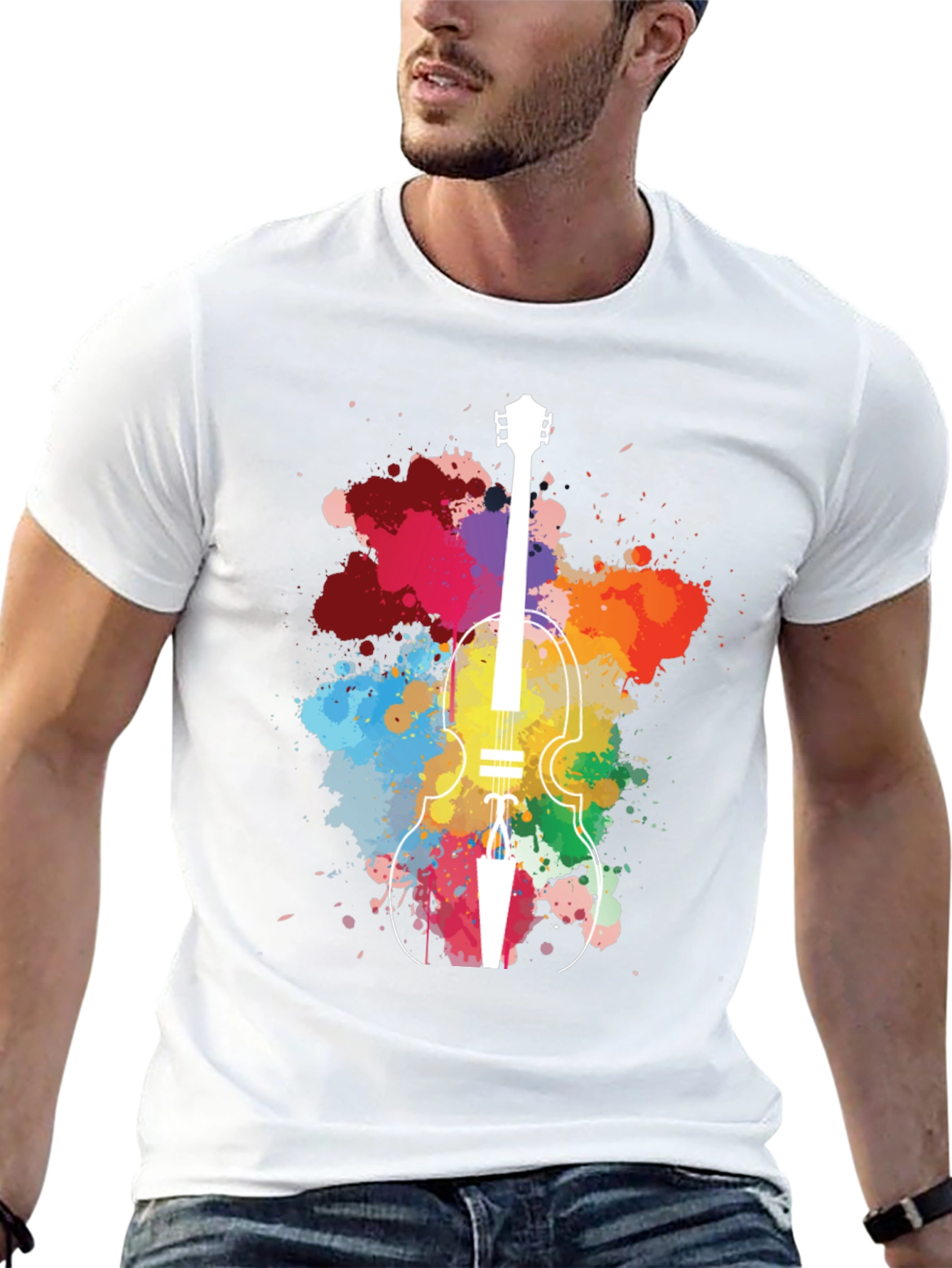 Colorful Violin Splatter T-Shirt