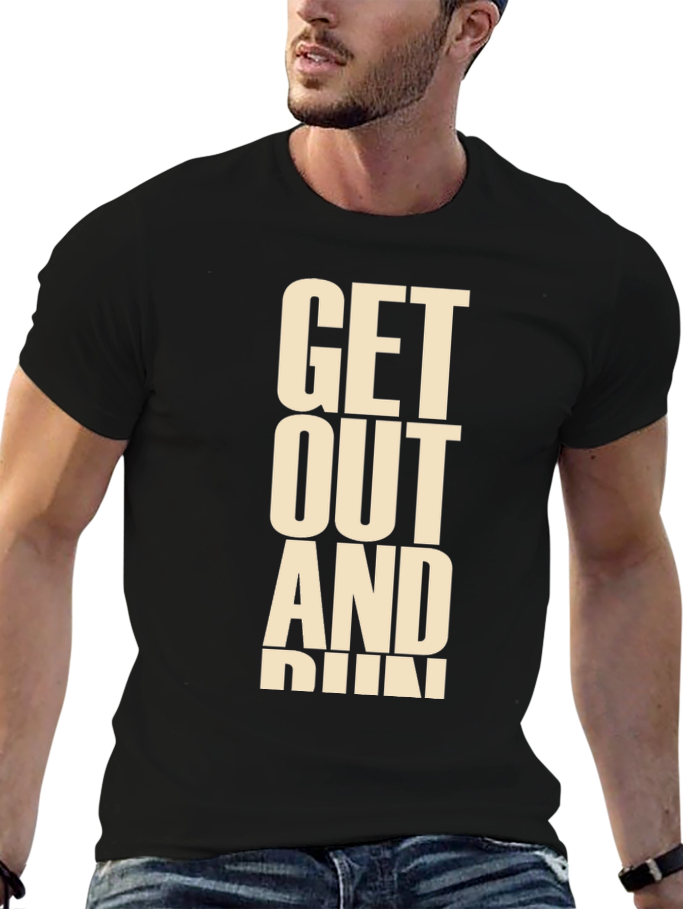 Get Out and Run Black Graphic Tee