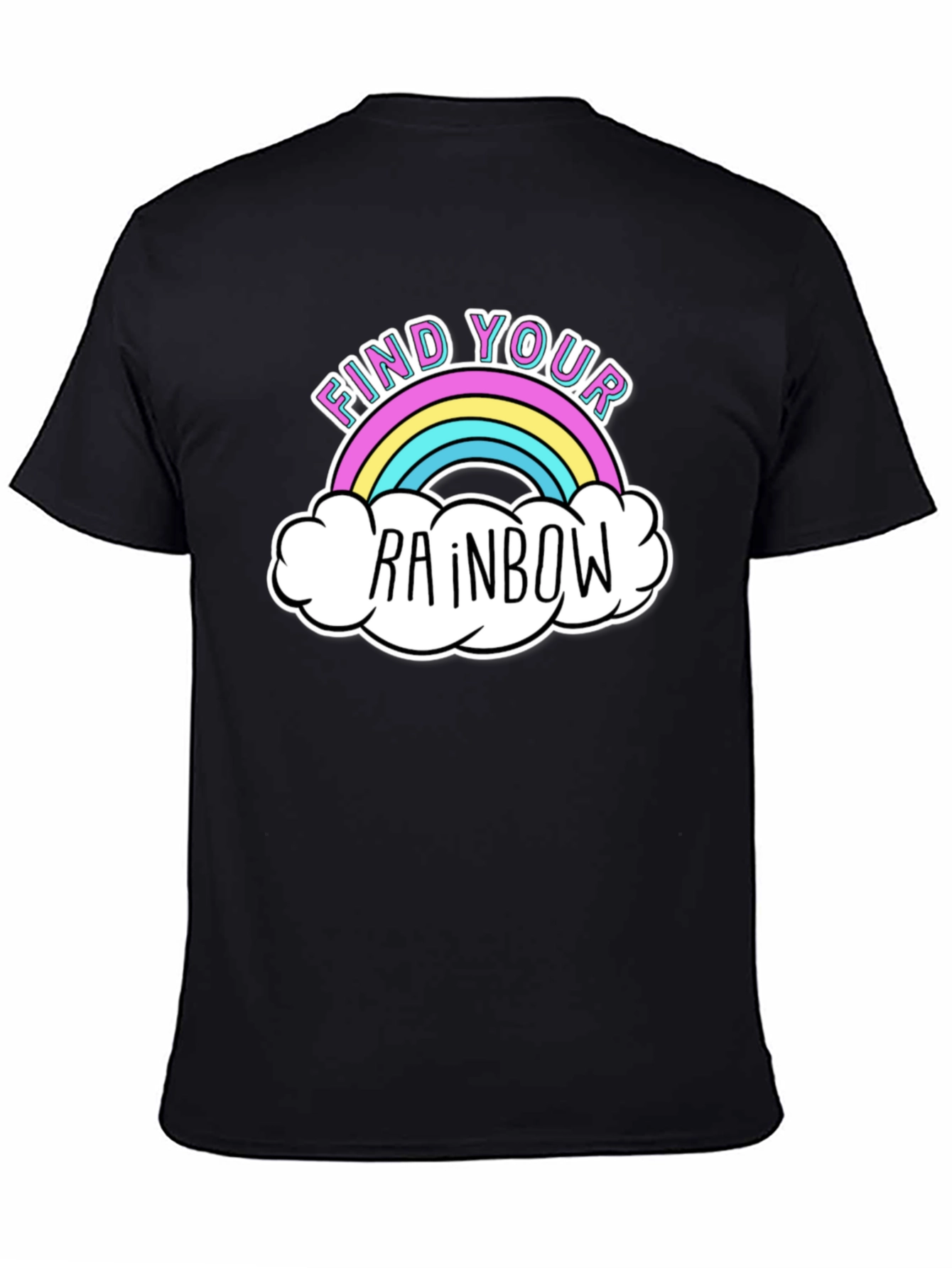 Find Your Rainbow Graphic T-Shirt - Black Casual Tee