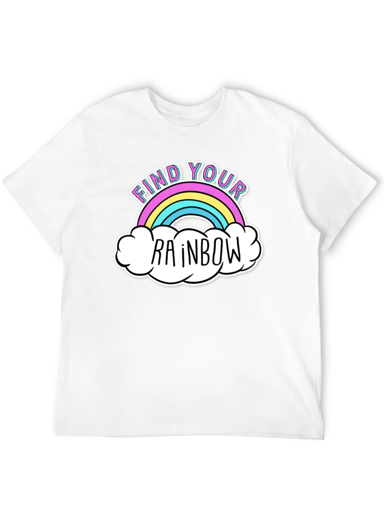 Find Your Rainbow Graphic T-Shirt - Black Casual Tee
