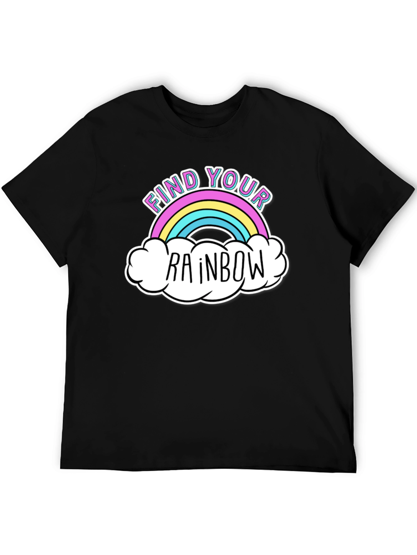 Find Your Rainbow Graphic T-Shirt - Black Casual Tee