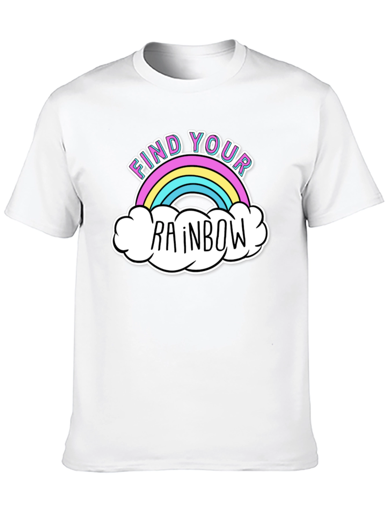 Find Your Rainbow Graphic T-Shirt - Black Casual Tee