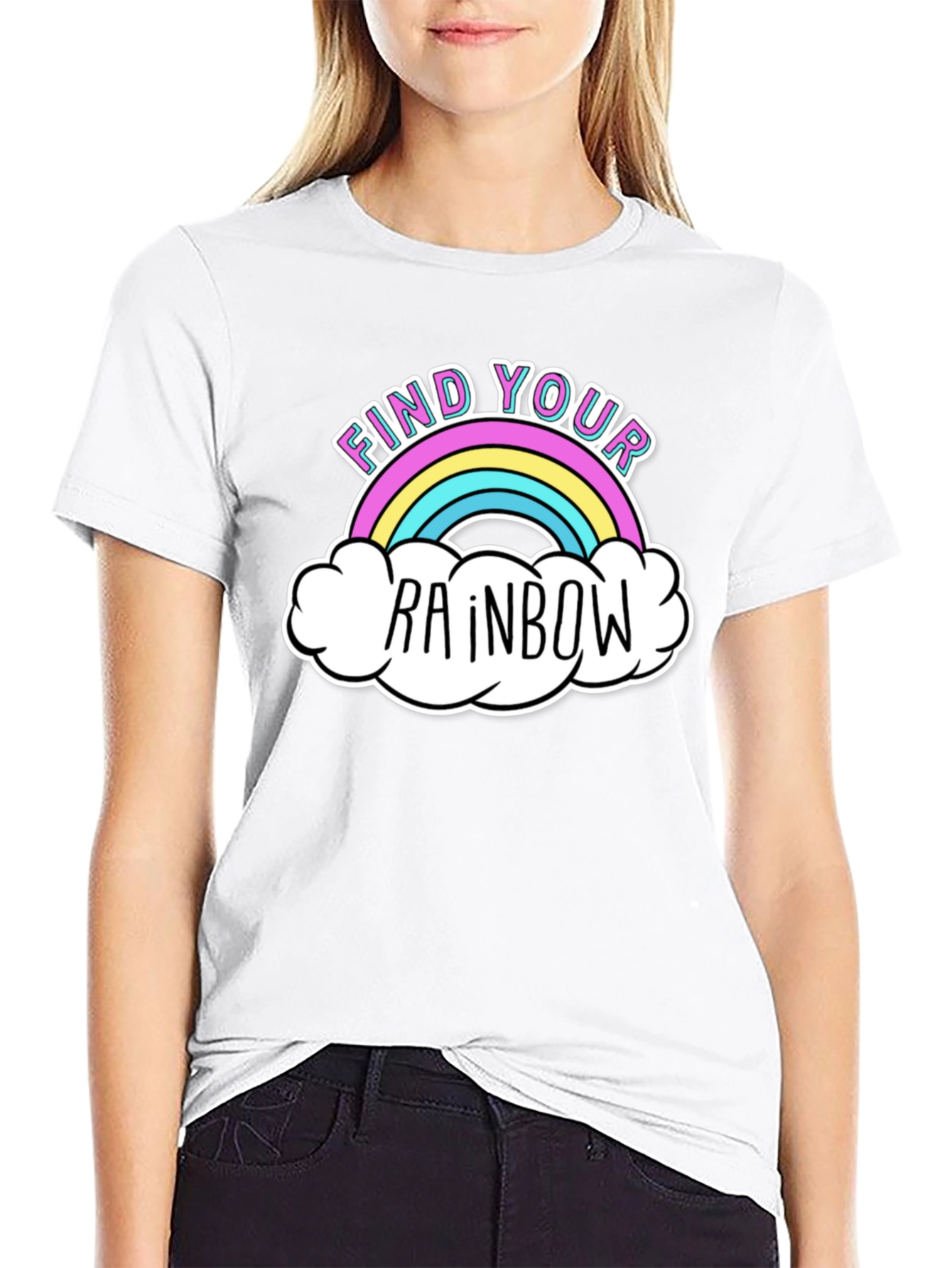 Find Your Rainbow Graphic T-Shirt - Black Casual Tee