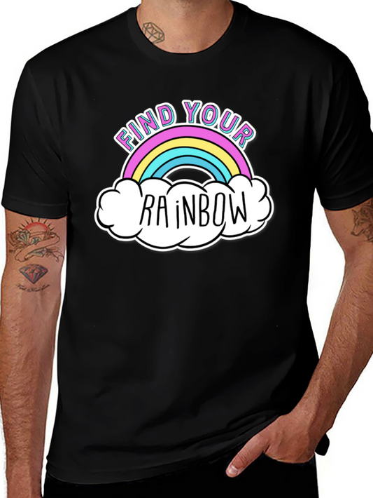 Find Your Rainbow Graphic T-Shirt - Black Casual Tee