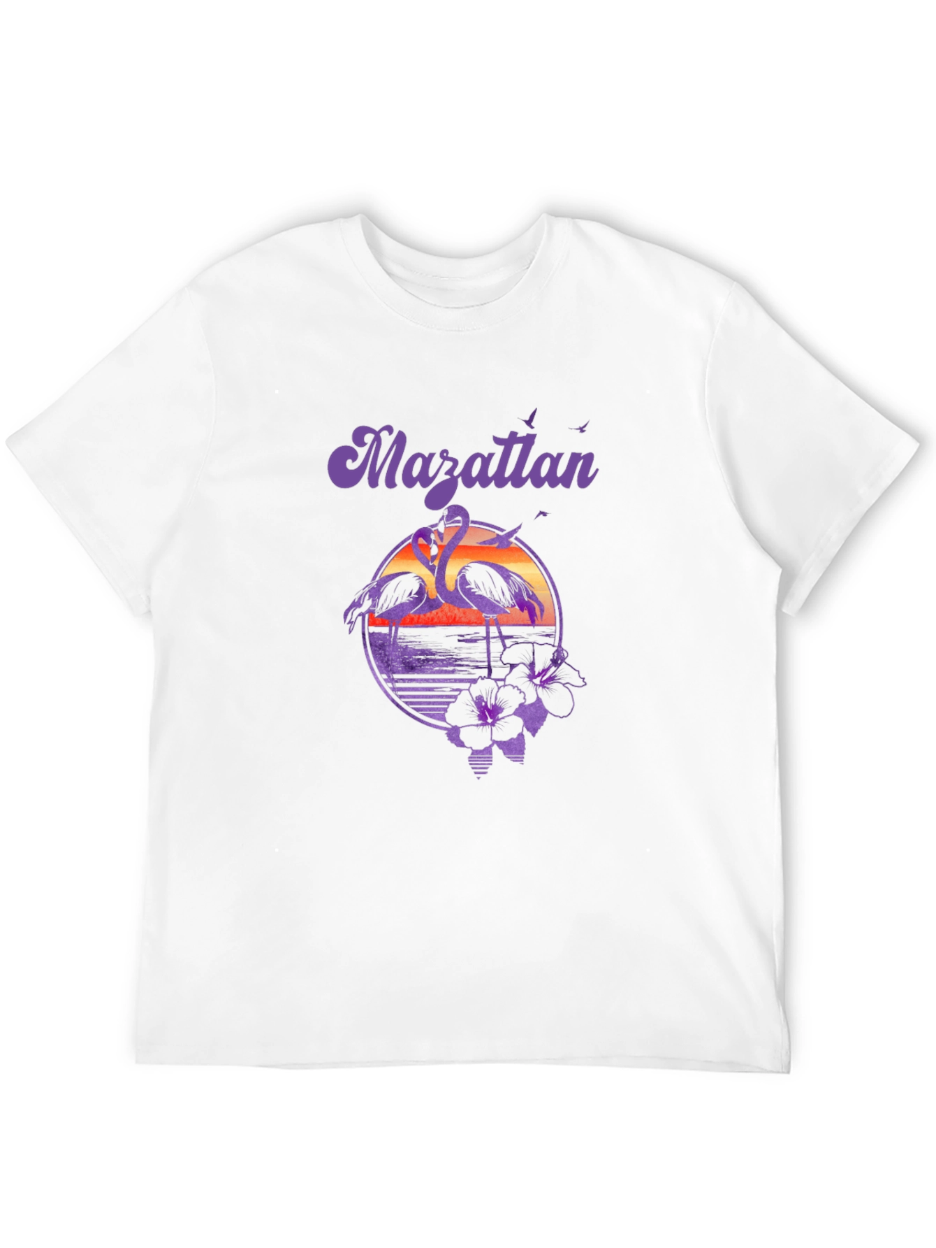 Mazatlan Flamingo Sunset Graphic Tee - Black