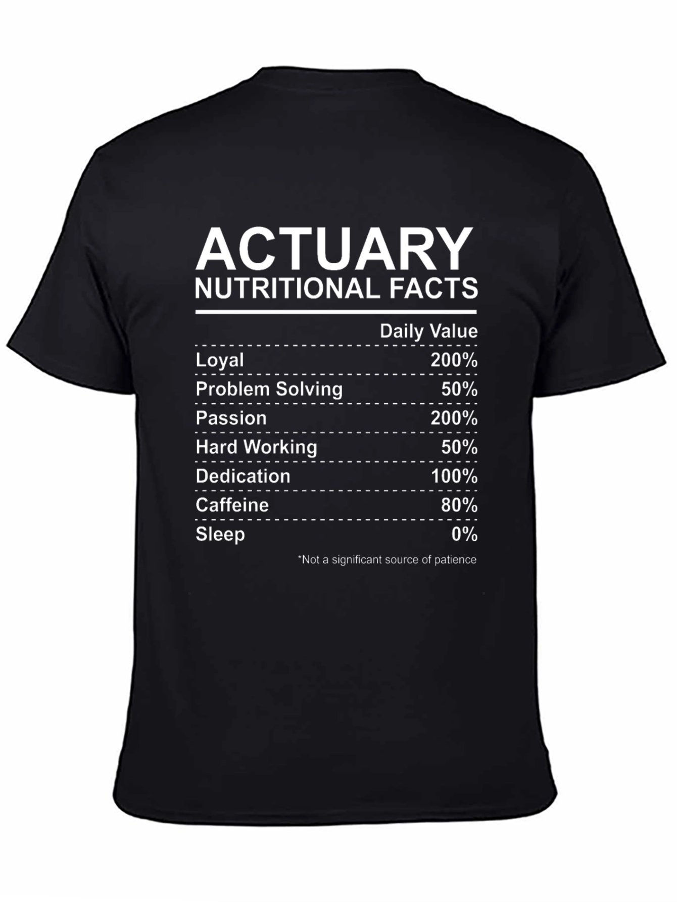 Actuary Nutritional Facts Graphic T-Shirt