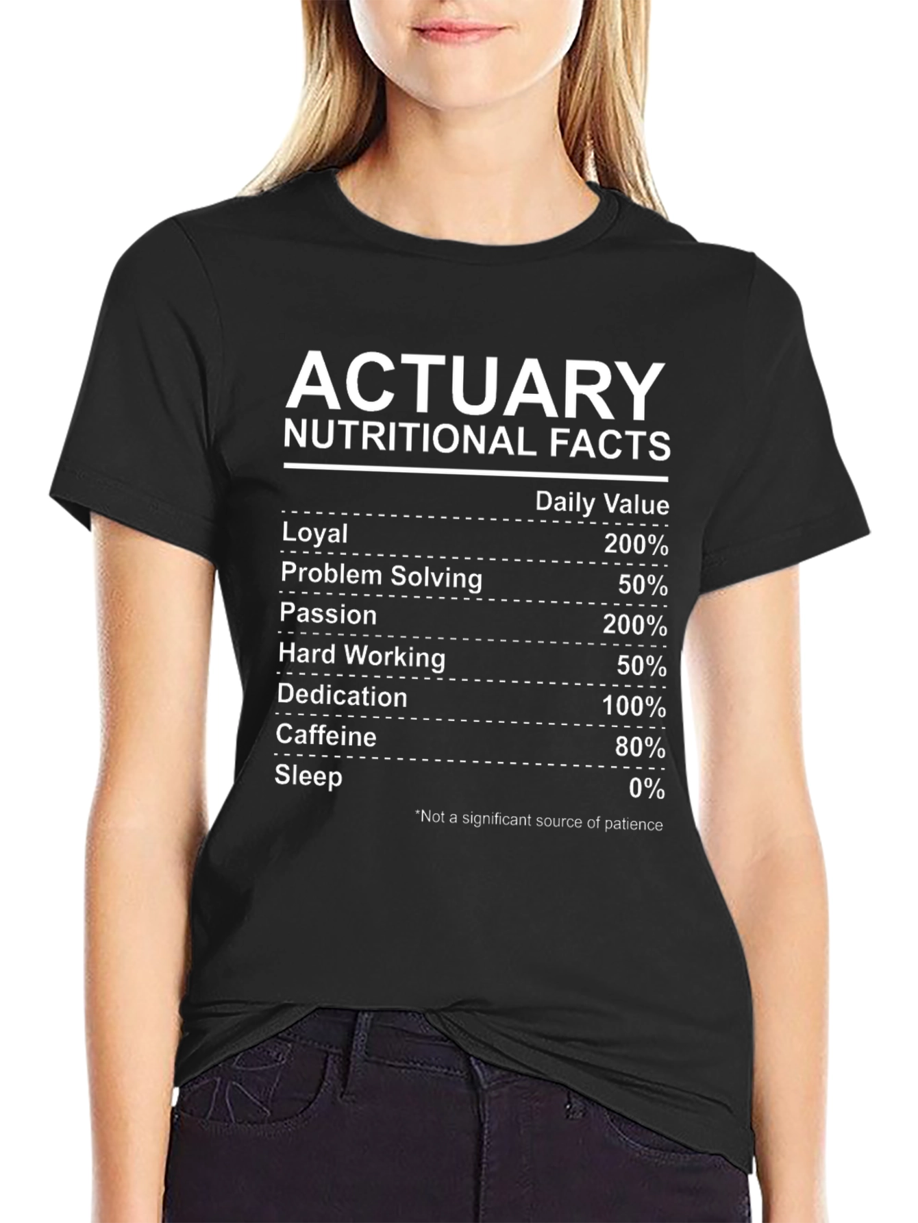 Actuary Nutritional Facts Graphic T-Shirt