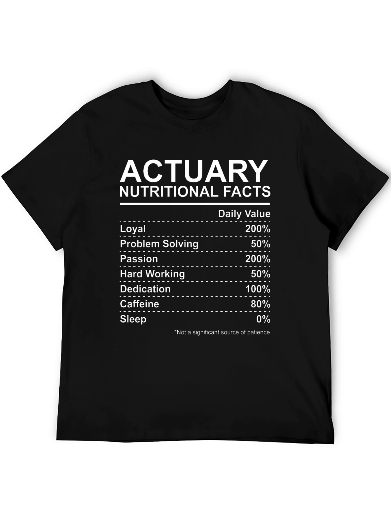 Actuary Nutritional Facts Graphic T-Shirt