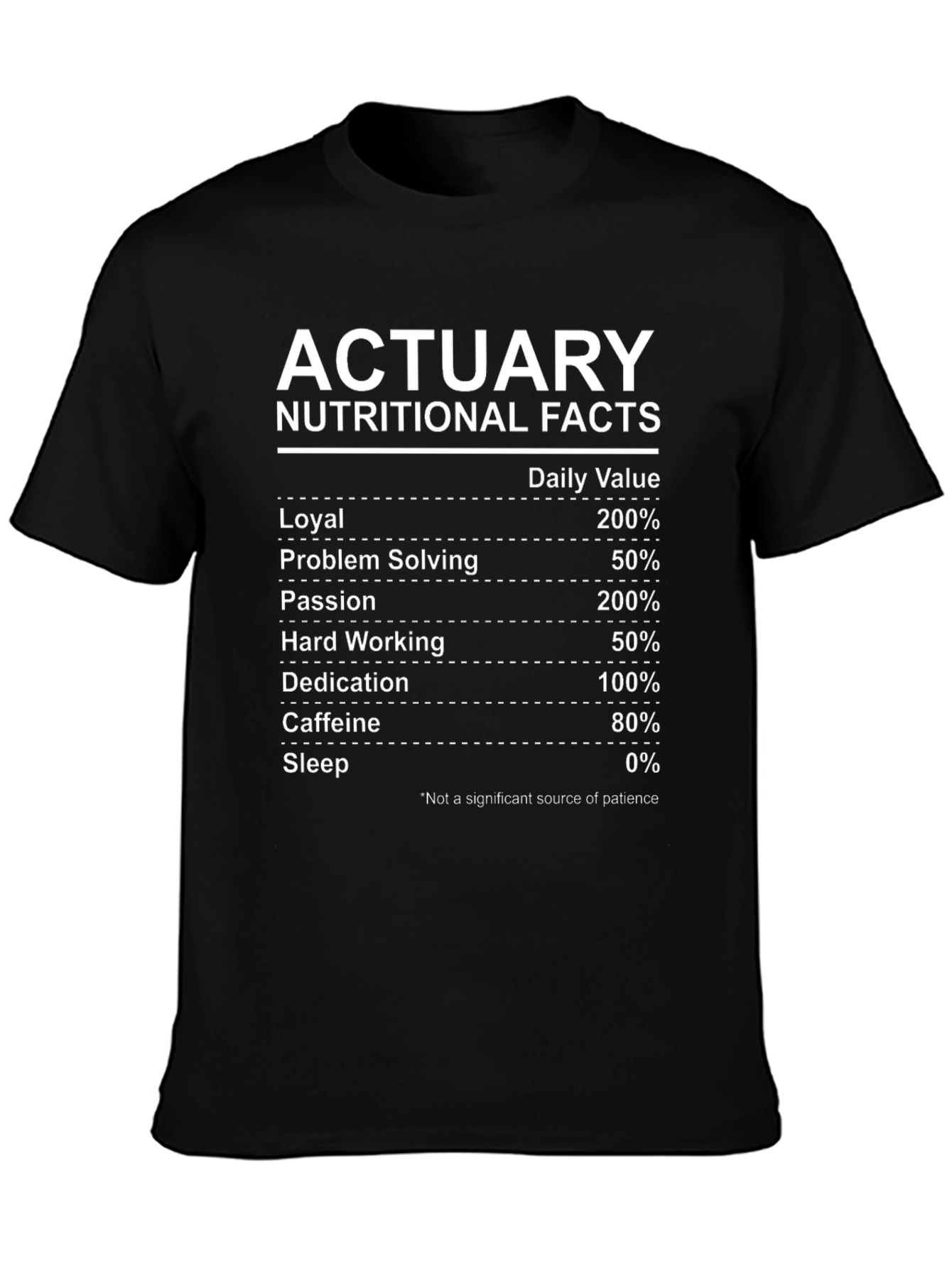 Actuary Nutritional Facts Graphic T-Shirt