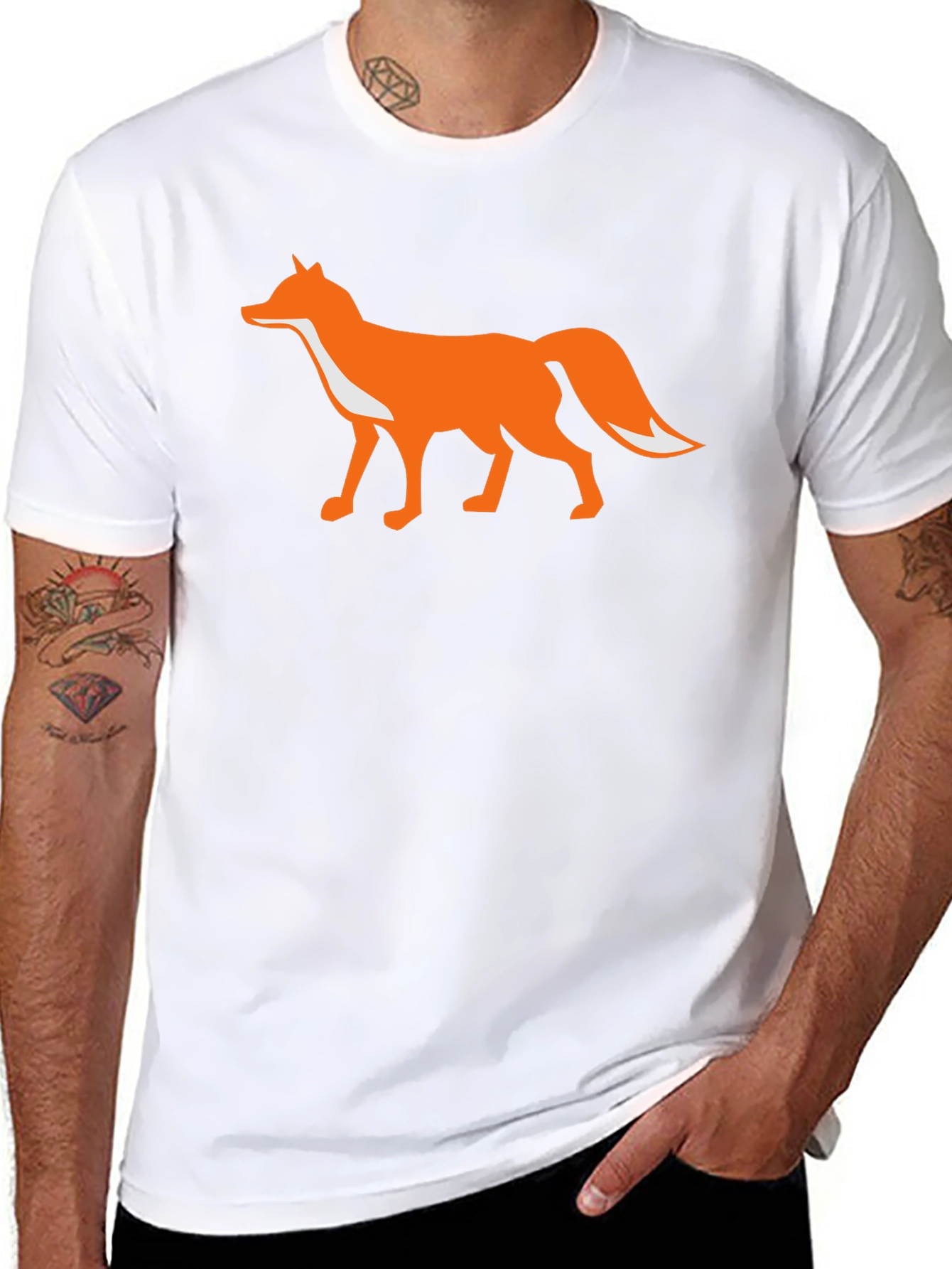 Fox Graphic T-Shirt - Black Cotton Blend