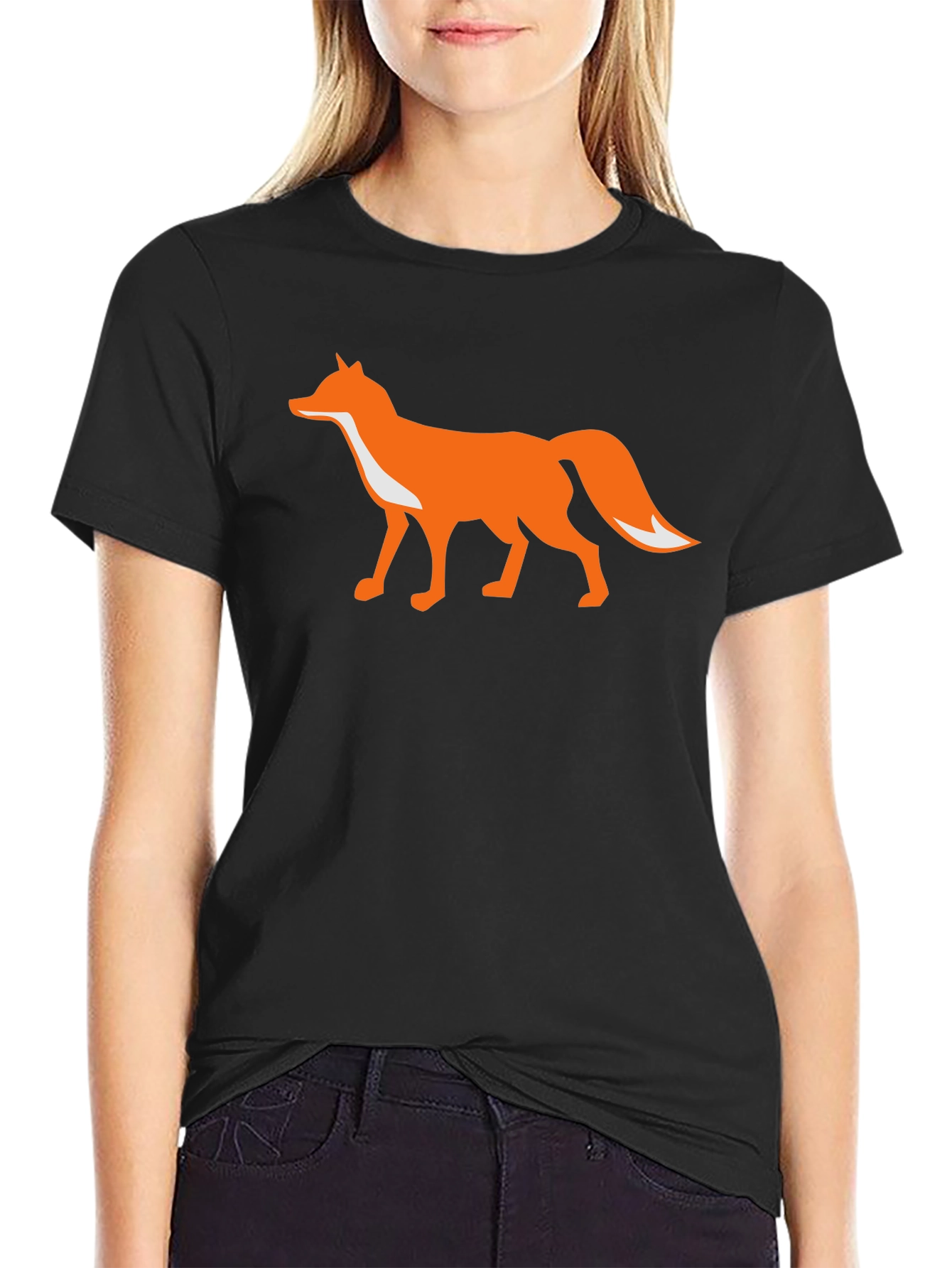 Fox Graphic T-Shirt - Black Cotton Blend