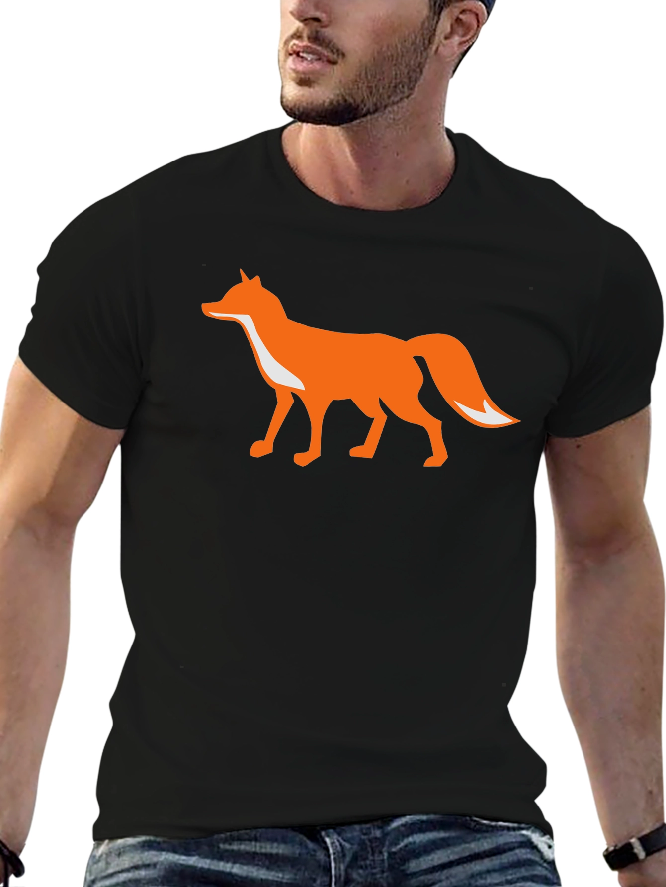 Fox Graphic T-Shirt - Black Cotton Blend