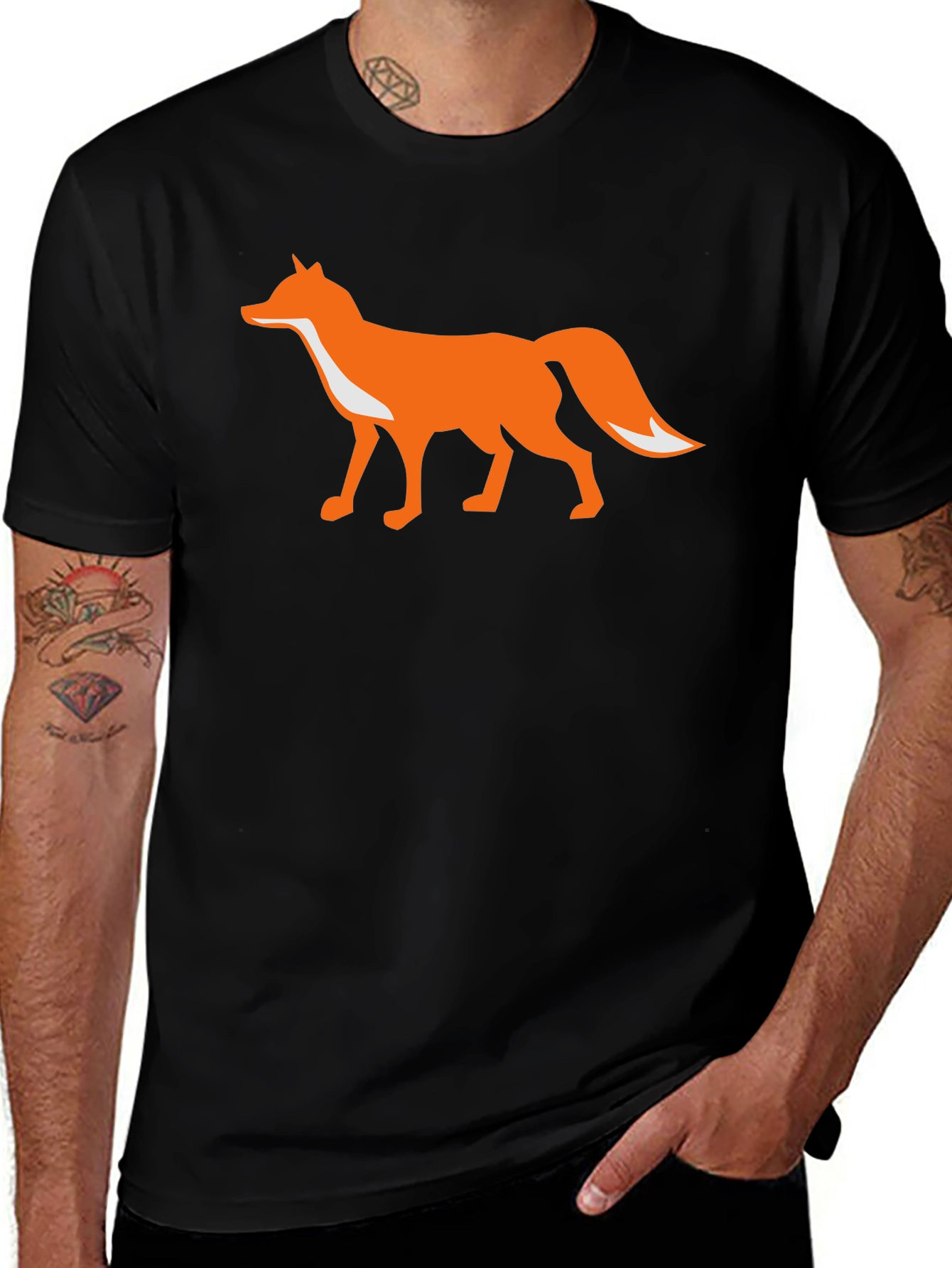 Fox Graphic T-Shirt - Black Cotton Blend