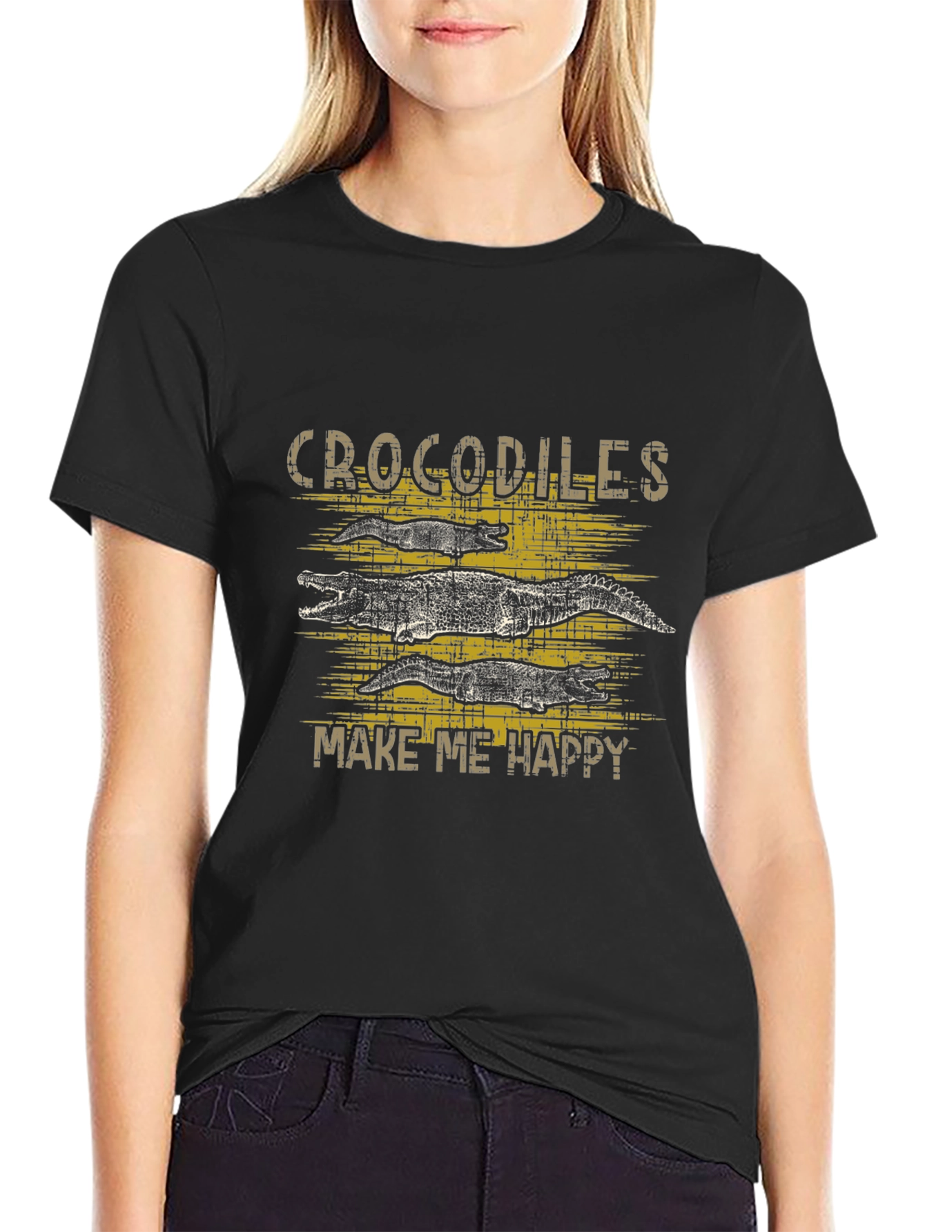 Crocodiles Make Me Happy Graphic T-Shirt
