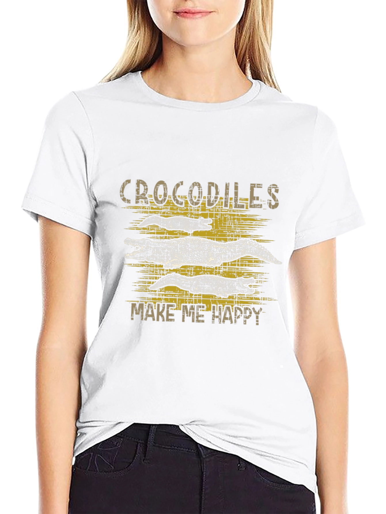 Crocodiles Make Me Happy Graphic T-Shirt