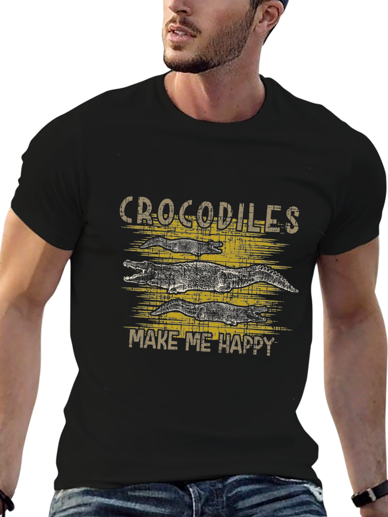 Crocodiles Make Me Happy Graphic T-Shirt