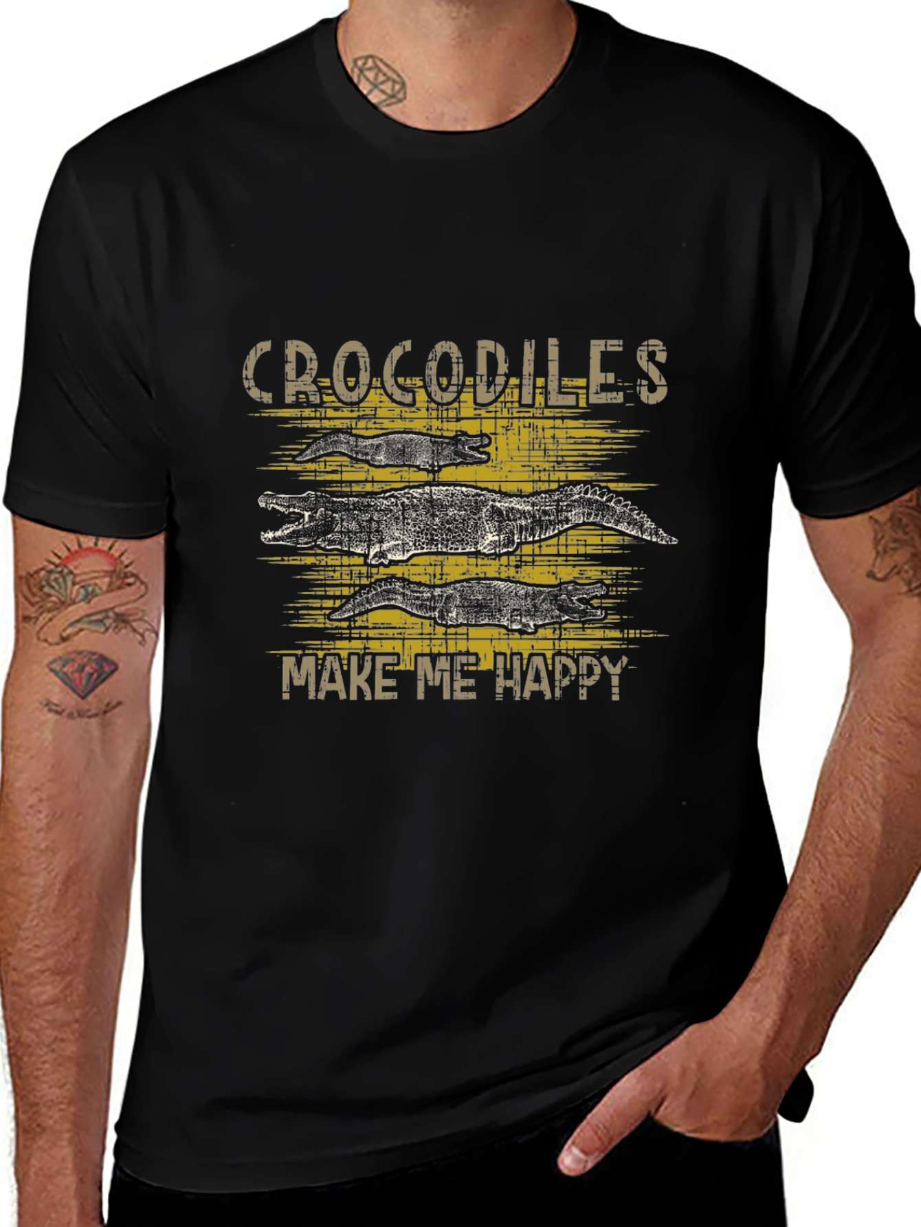 Crocodiles Make Me Happy Graphic T-Shirt