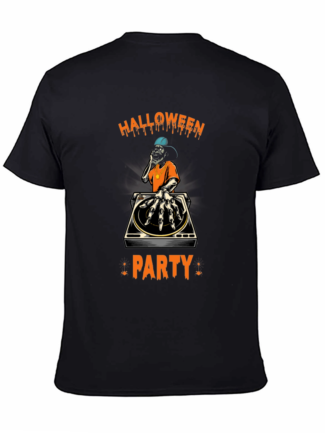 Halloween Party DJ Skeleton T-Shirt - Black
