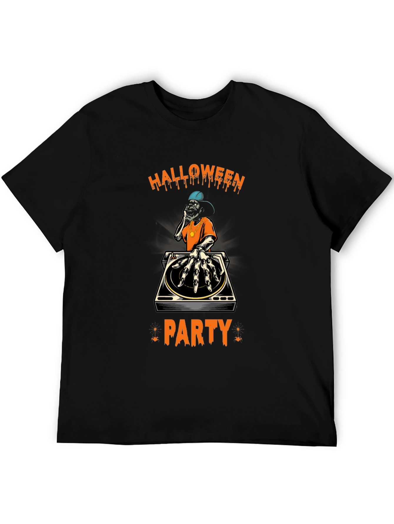 Halloween Party DJ Skeleton T-Shirt - Black