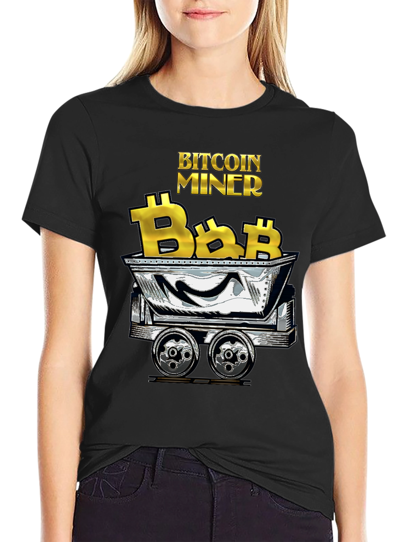 Bitcoin Miner T-Shirt - Crypto Cart Design