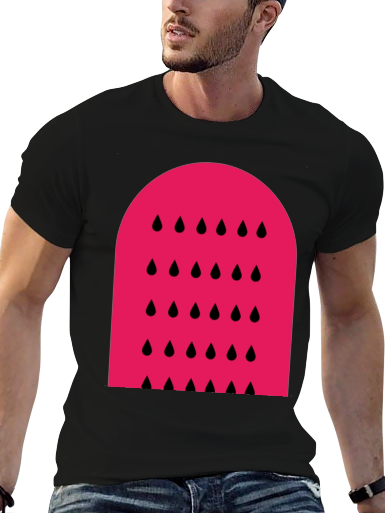 Modern Watermelon Graphic Tee - Black